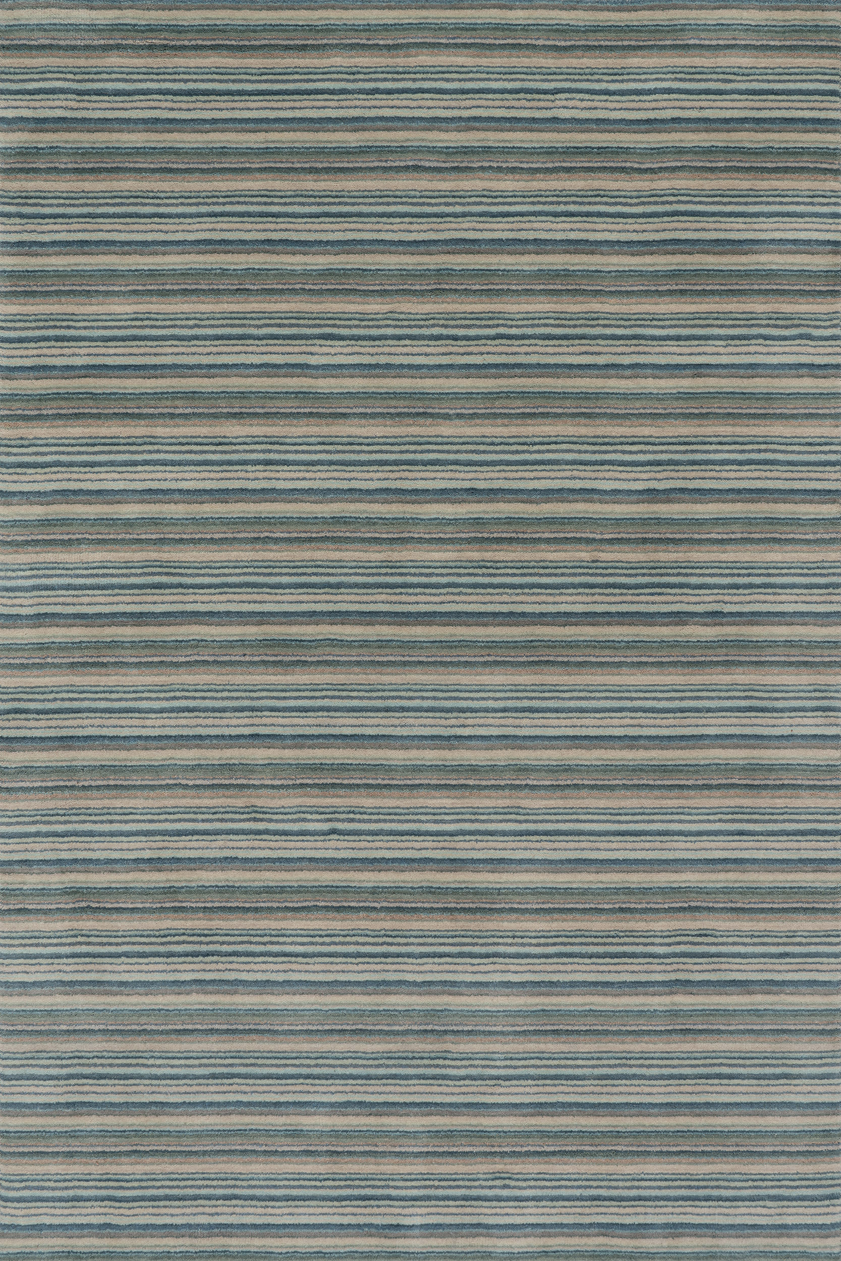 Brindle Stripe Hand Loom Knotted Wool Rug | Blue