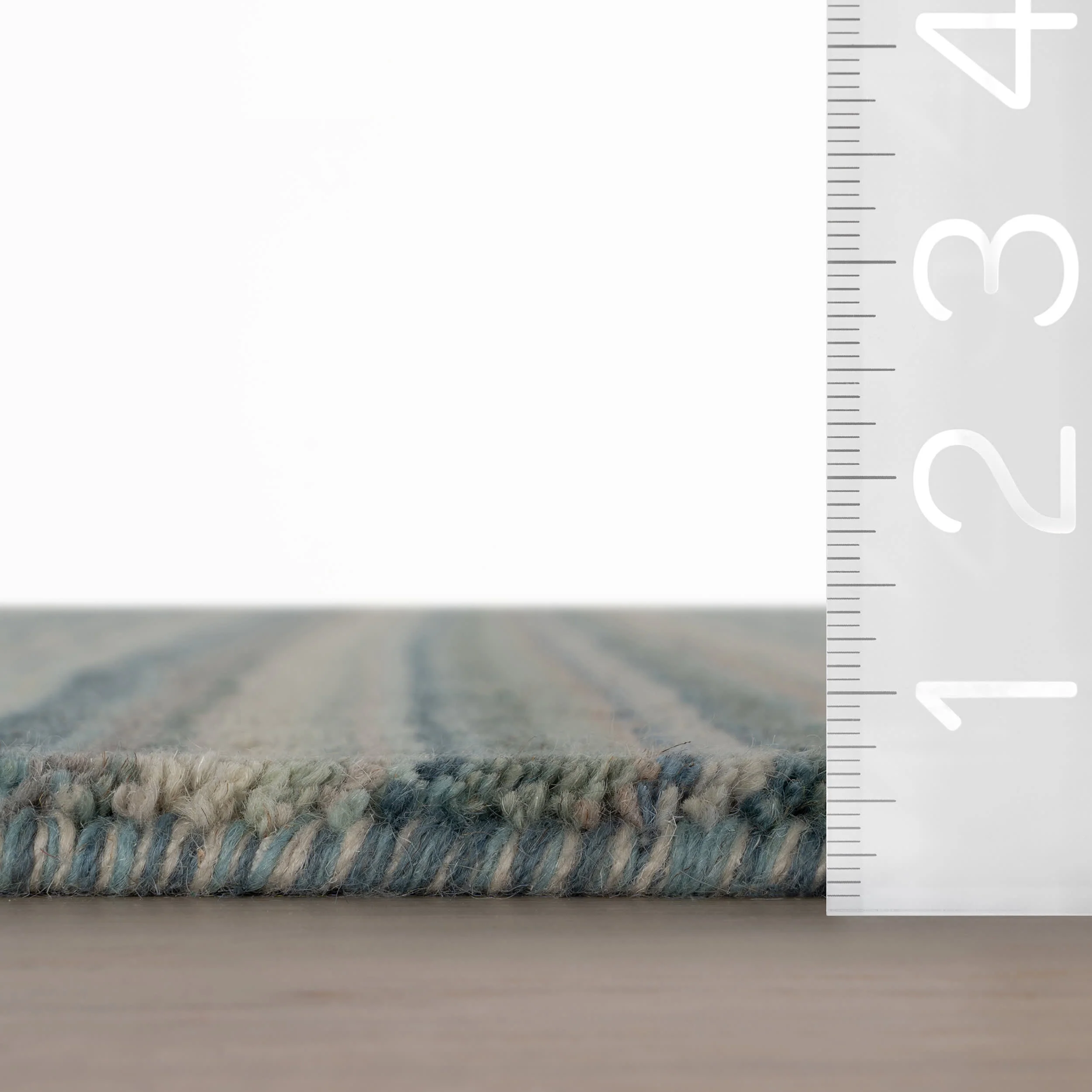 Brindle Stripe Hand Loom Knotted Wool Rug | Blue - Image 7