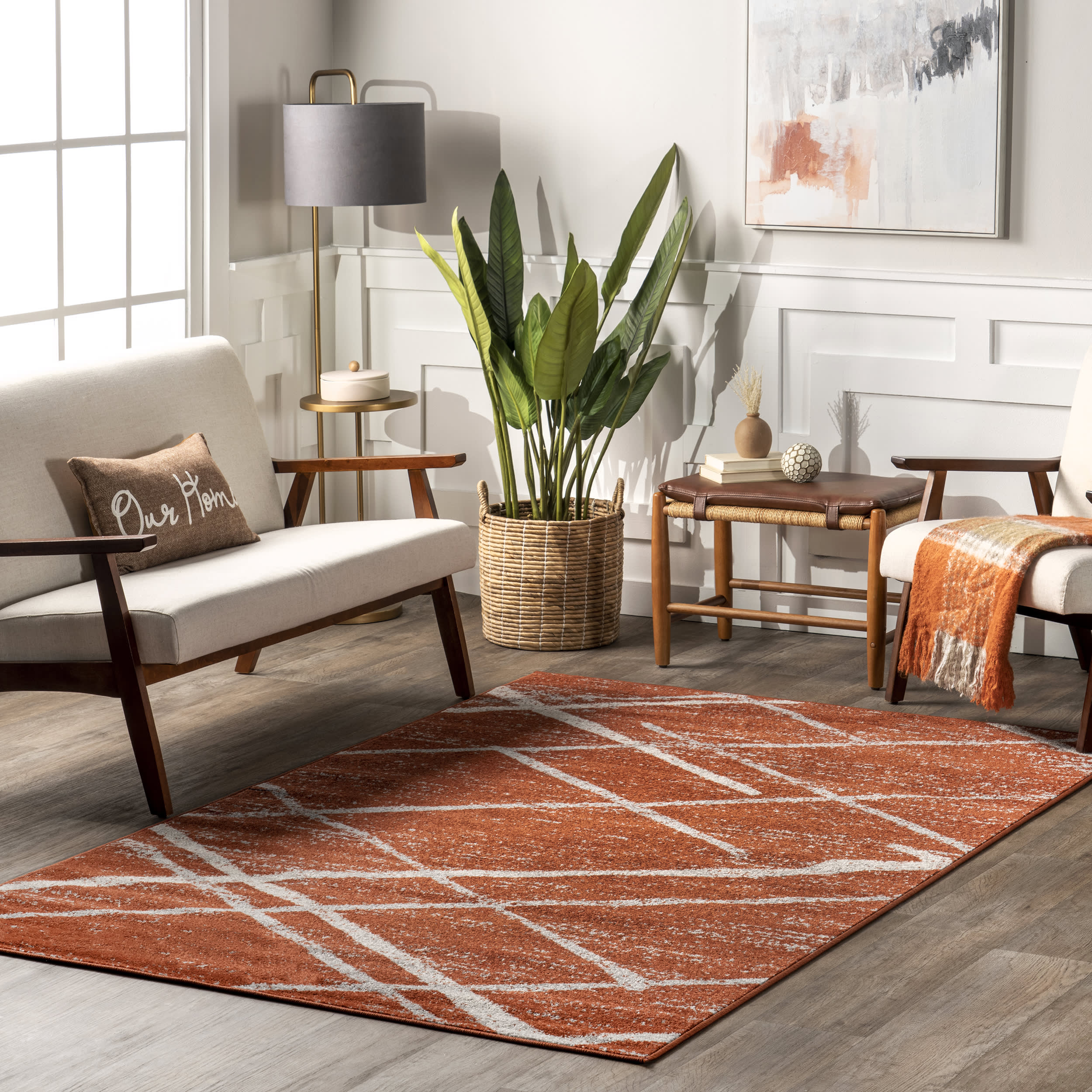 Broken Lattice Rug | Dark Orange - Image 2