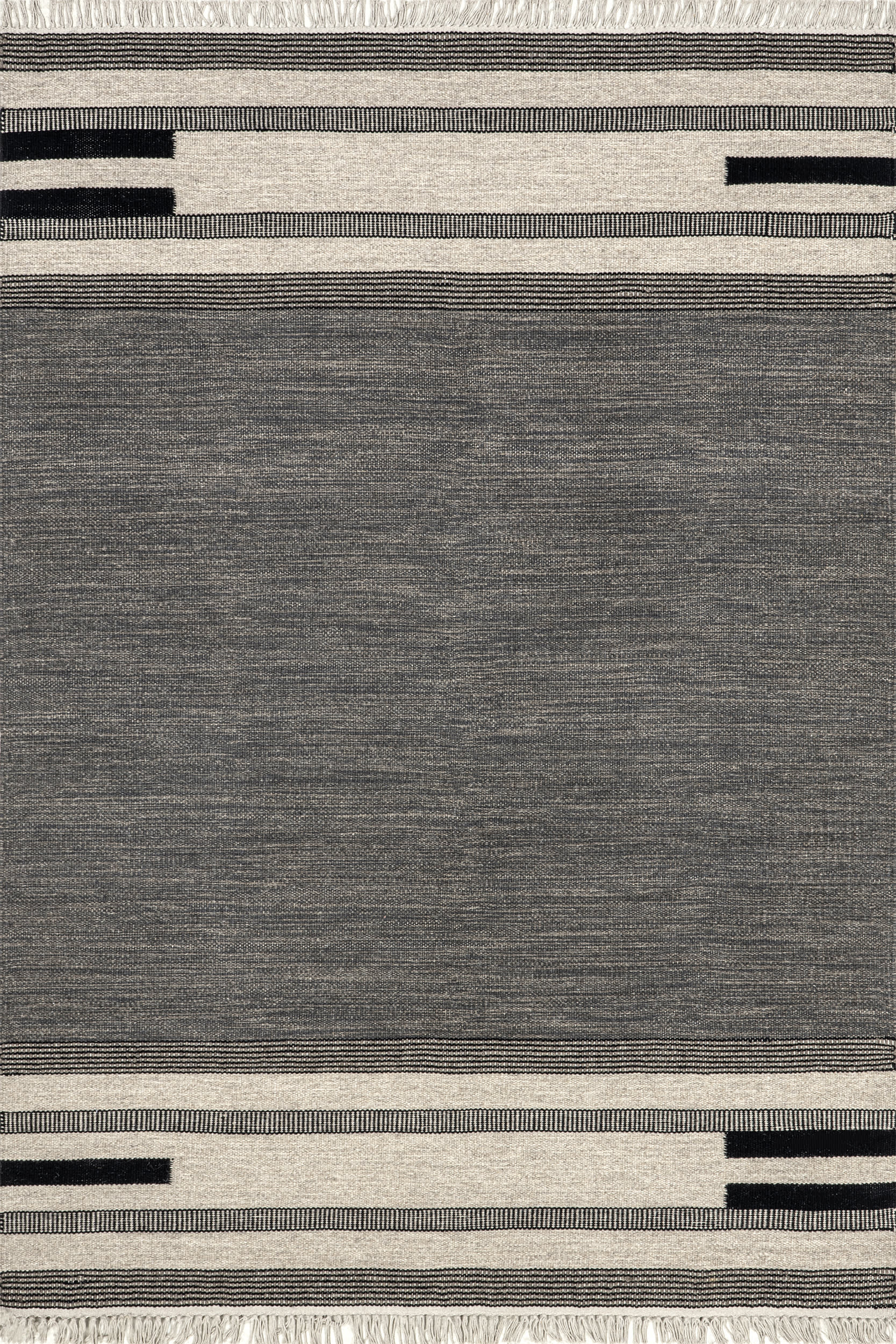 Brooklyn Tasseled Wool Rug | Black
