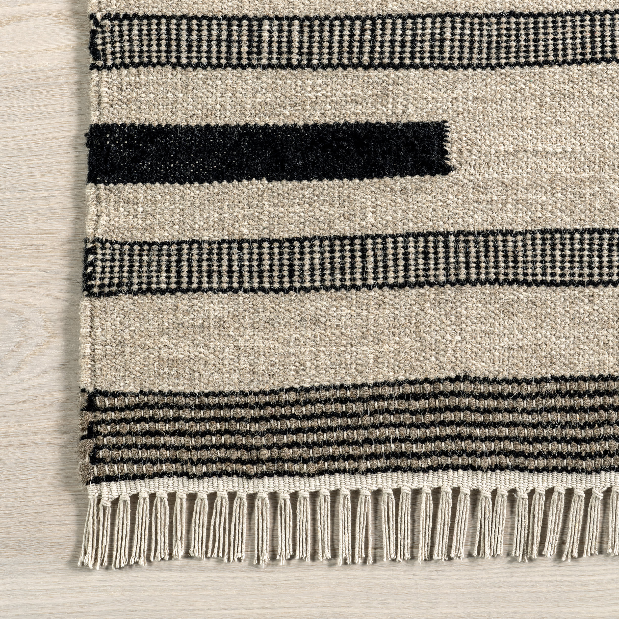 Brooklyn Tasseled Wool Rug | Black - Image 3