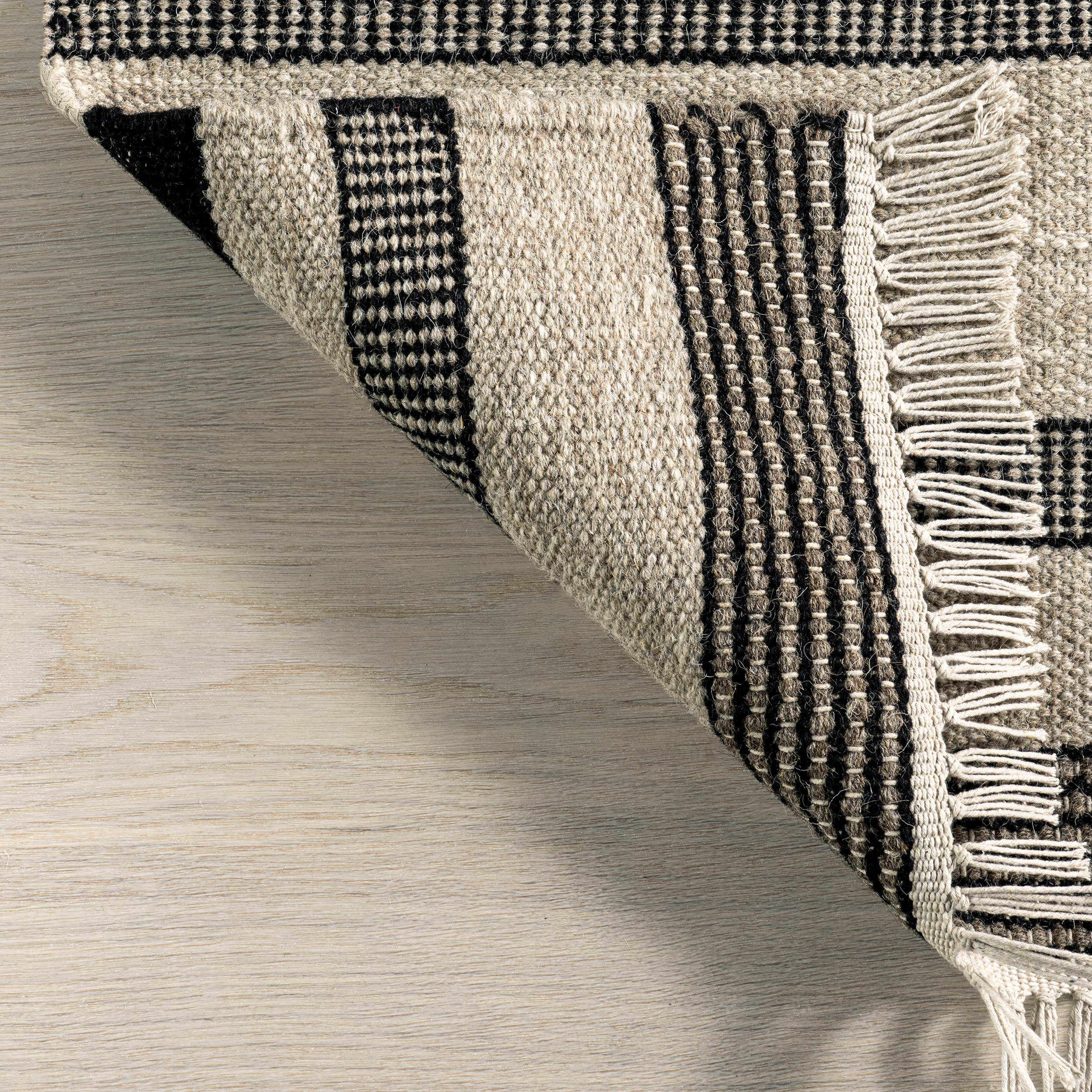 Brooklyn Tasseled Wool Rug | Black - Image 5