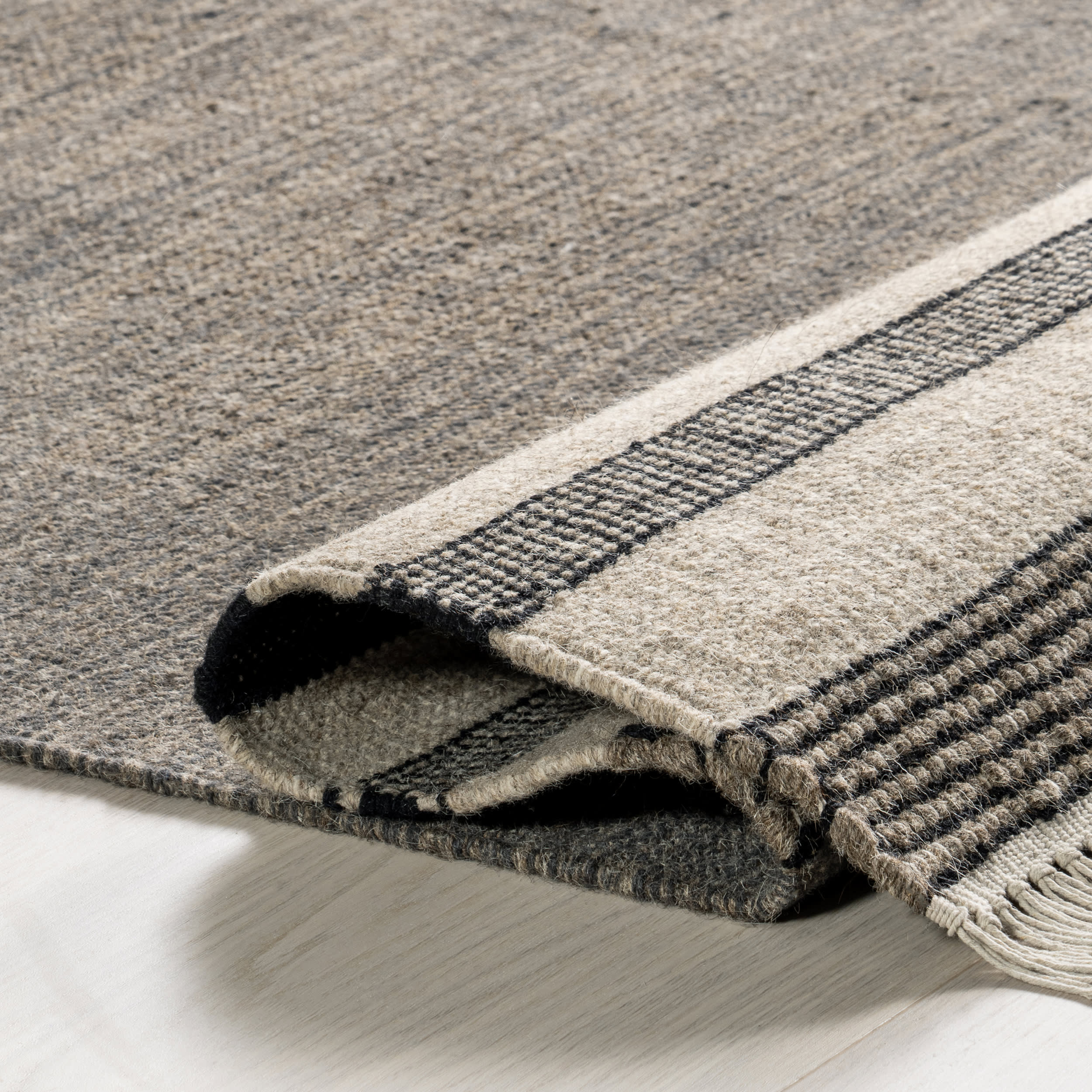 Brooklyn Tasseled Wool Rug | Black - Image 8