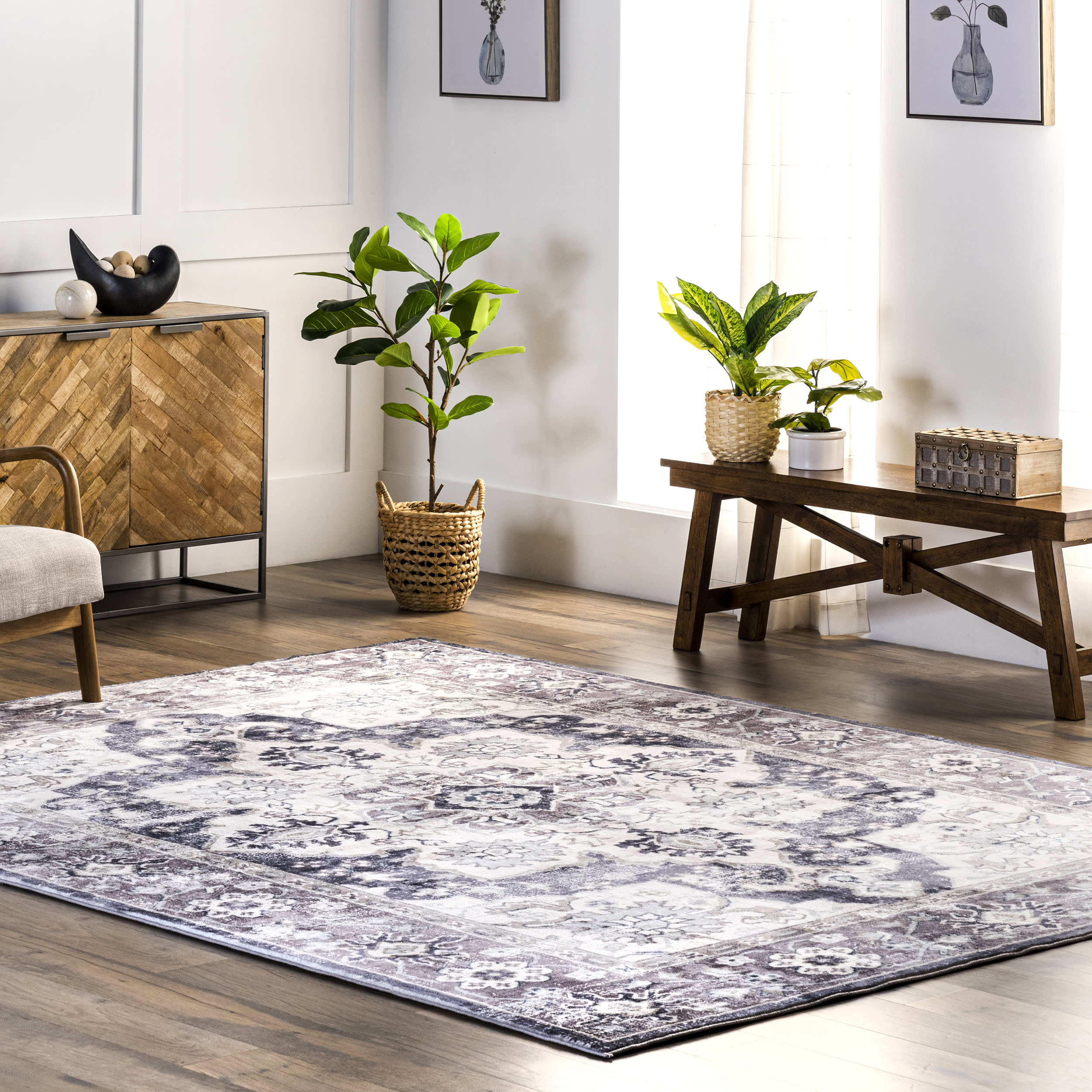 Brooklyn Vintage Medallion Rug | Grey - Image 2