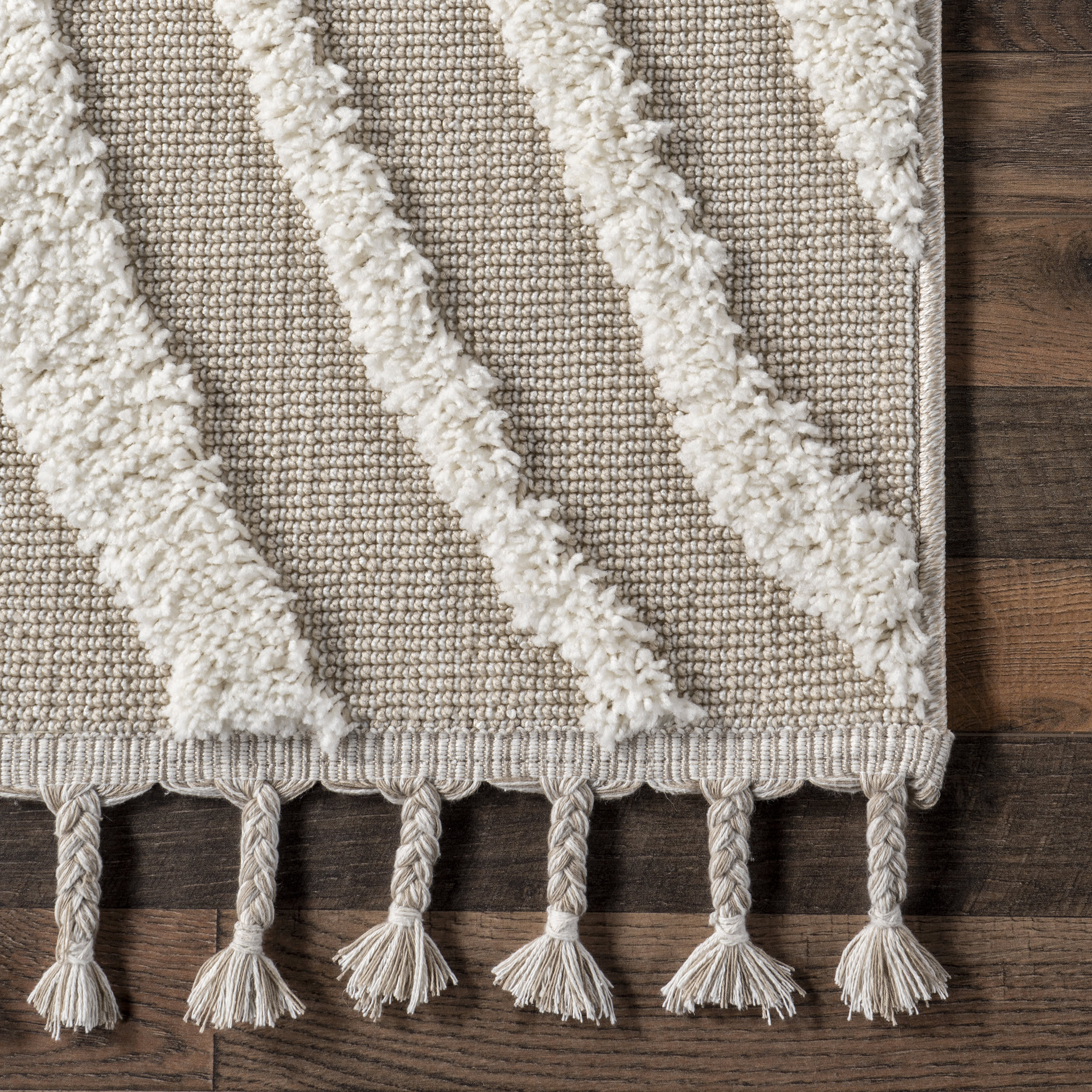 Bryanna High-Low Tasseled Rug | Beige - Image 3