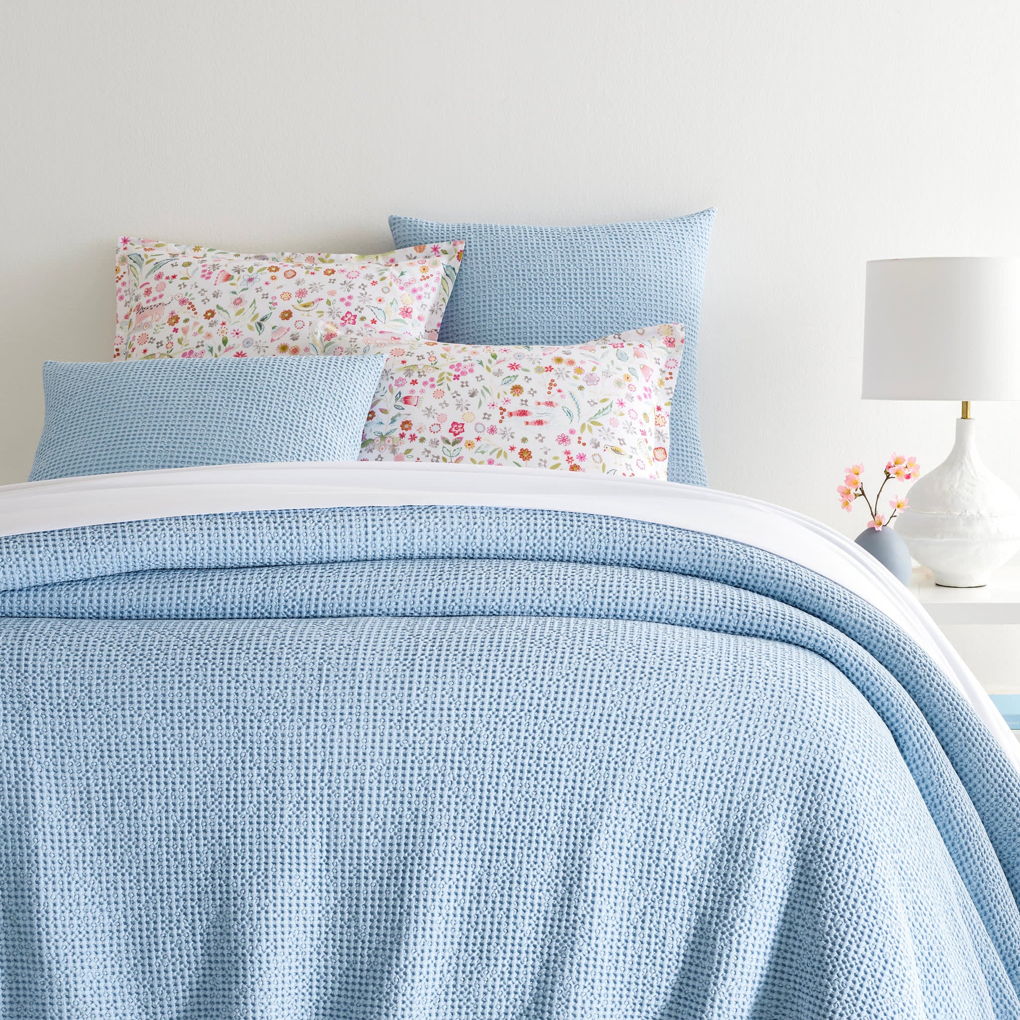 Bubble Matelasse Coverlet | Soft Blue