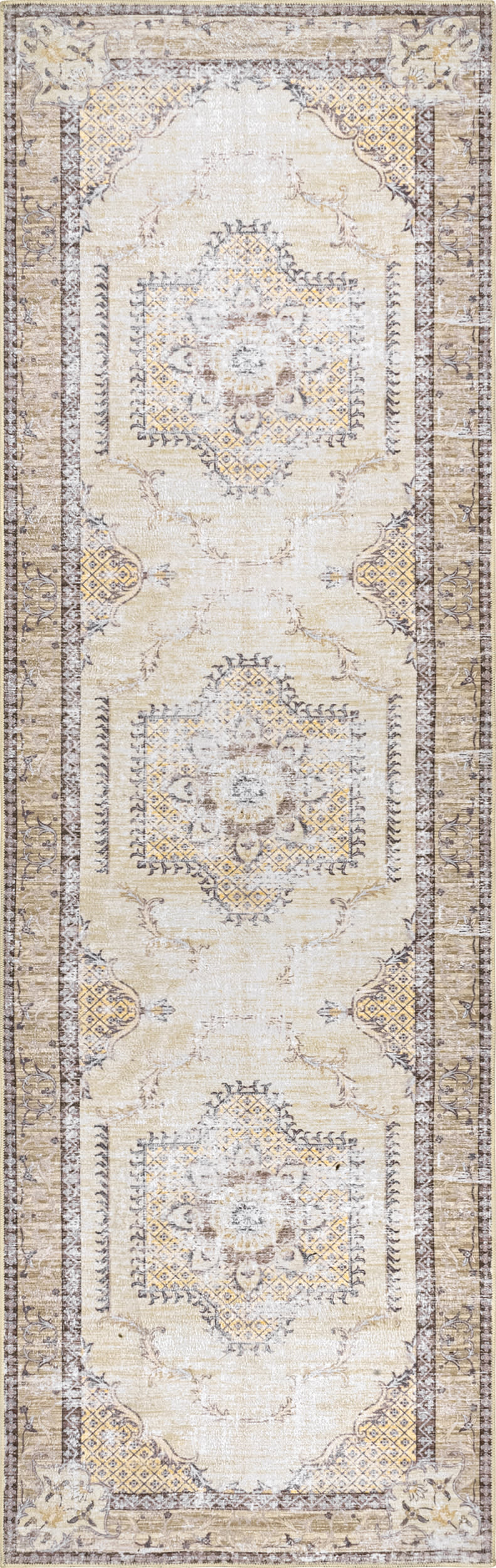 Burr Medallion Washable Rug | Cream