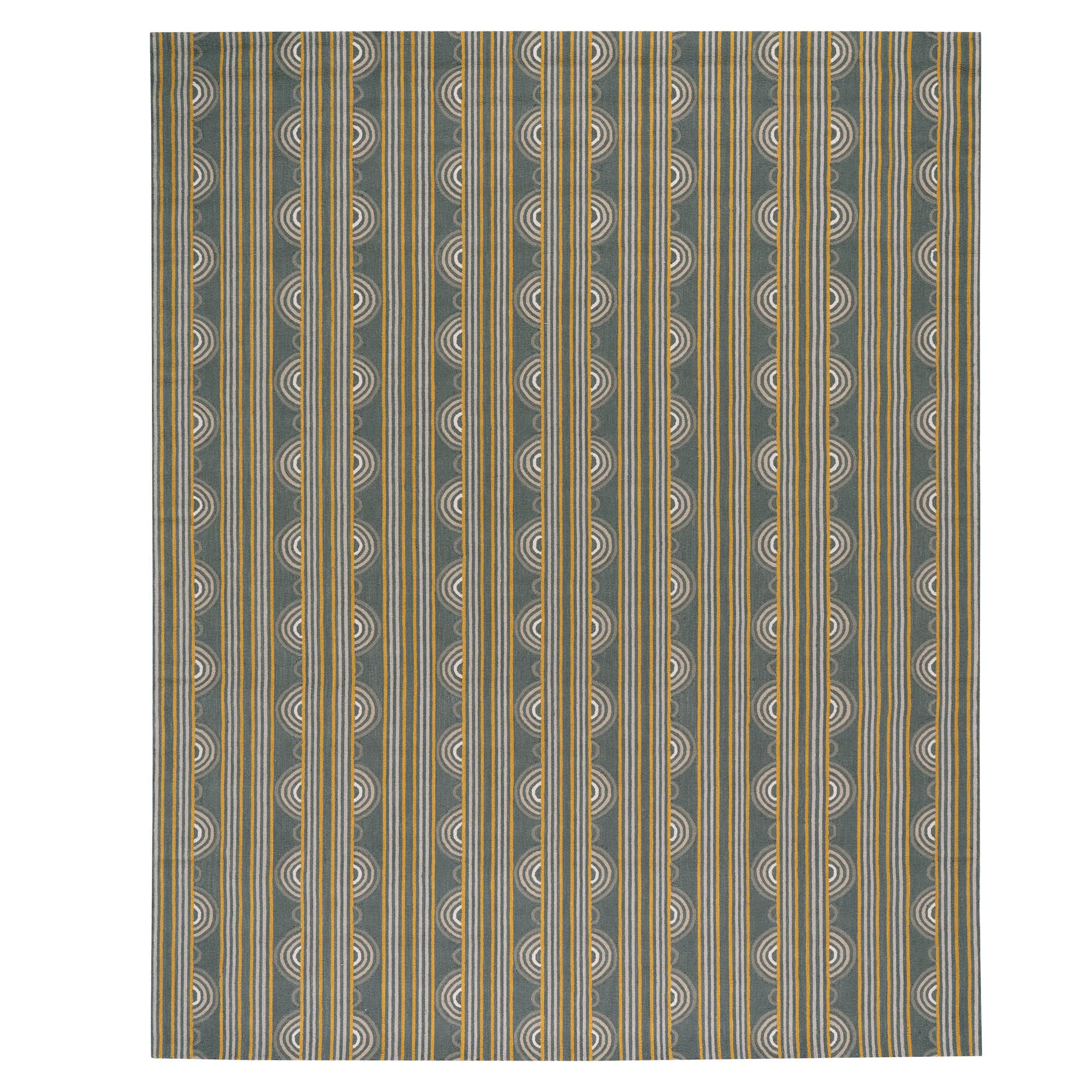 Button Hand Micro Hooked Wool Rug | Grey