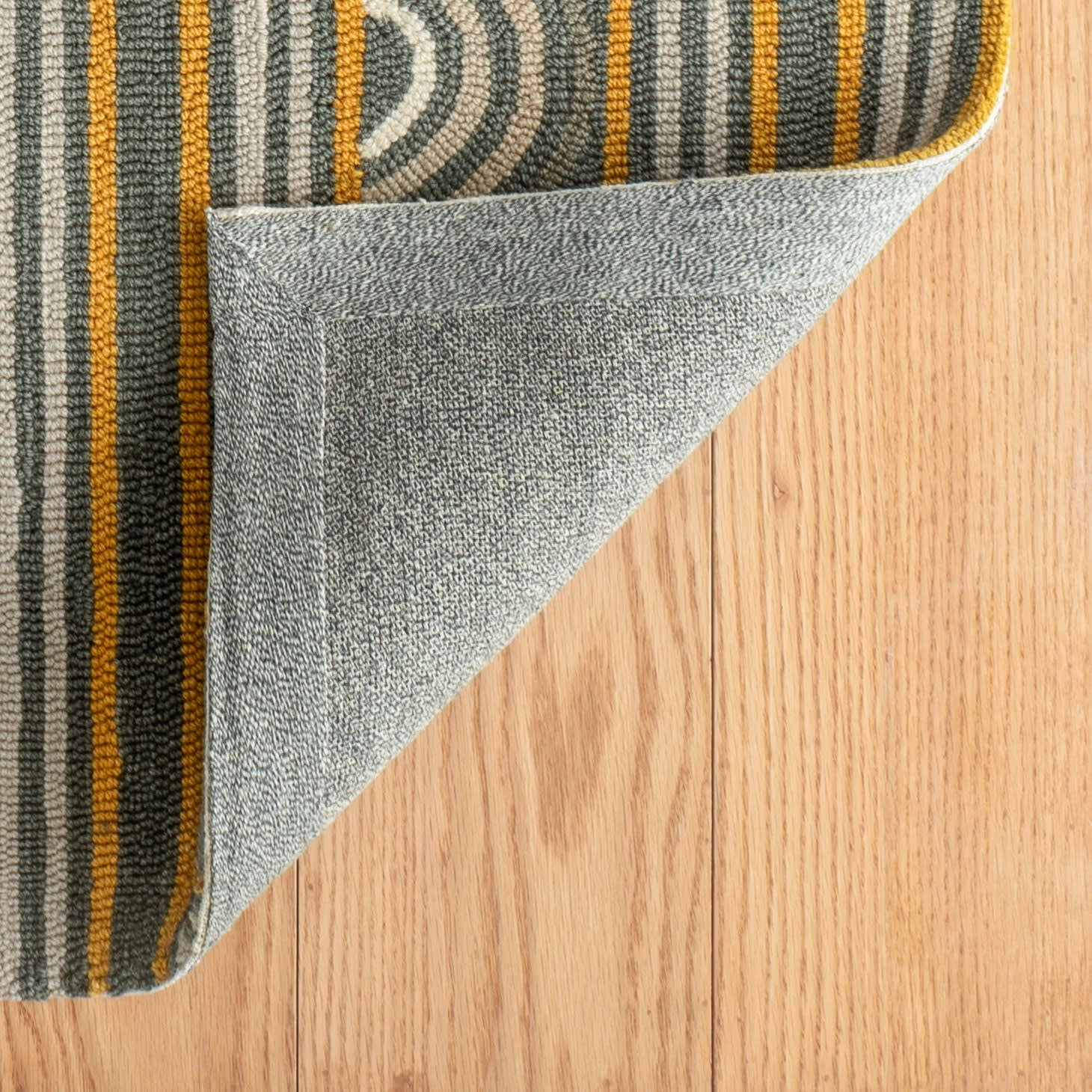 Button Hand Micro Hooked Wool Rug | Grey - Image 6