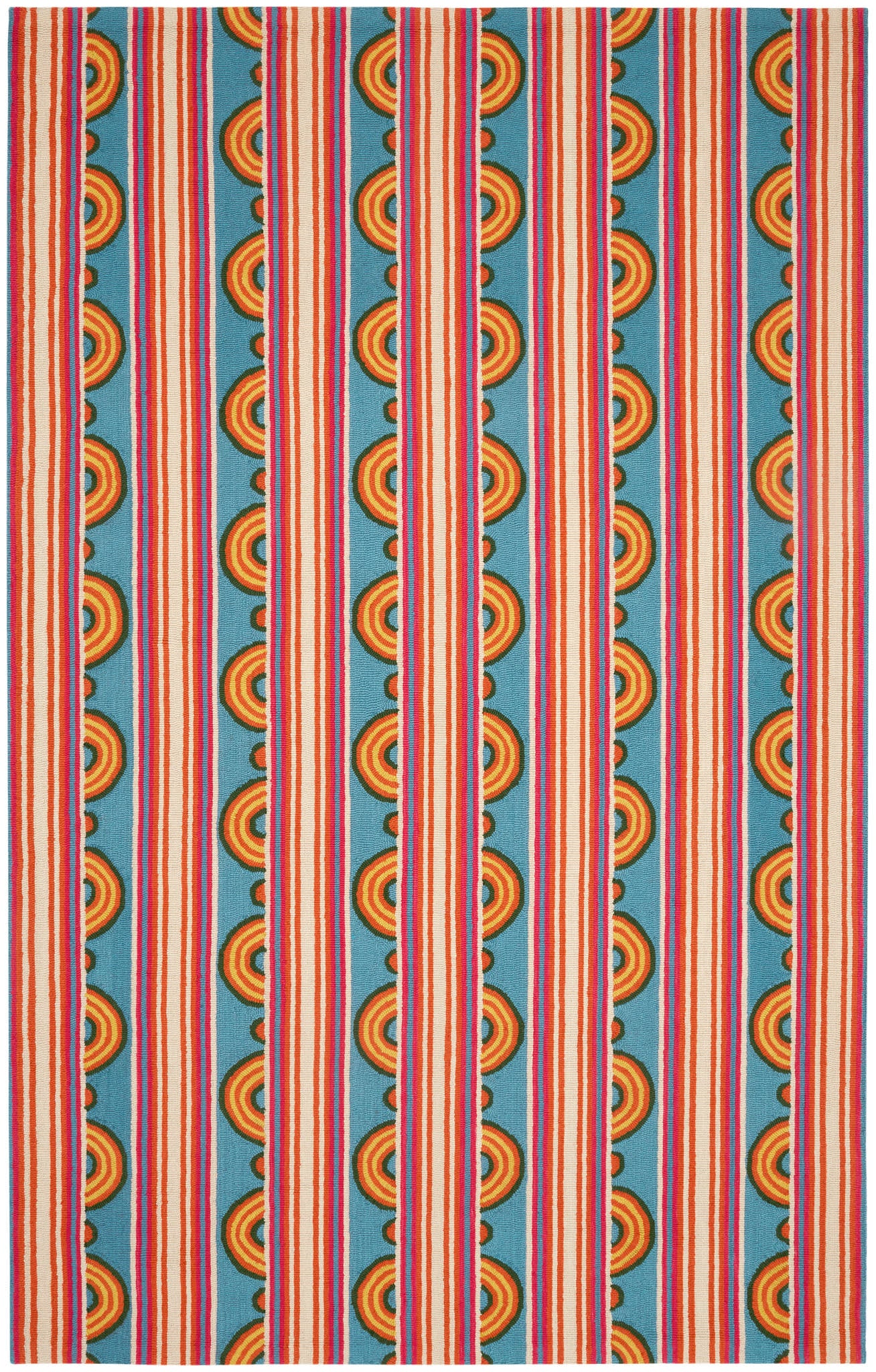 Button Hand Micro Hooked Wool Rug | Multi