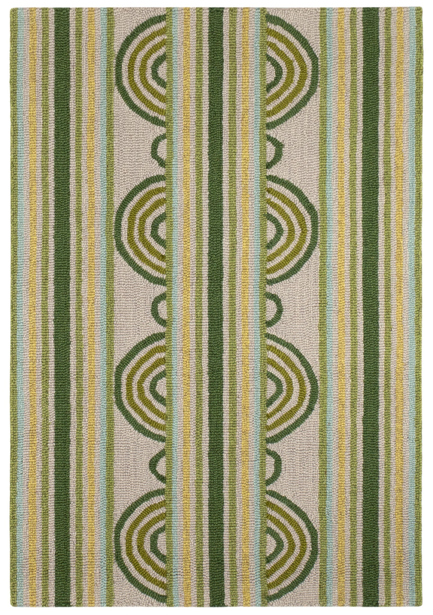 Button Hand Micro Hooked Wool Rug | Olive - Image 2