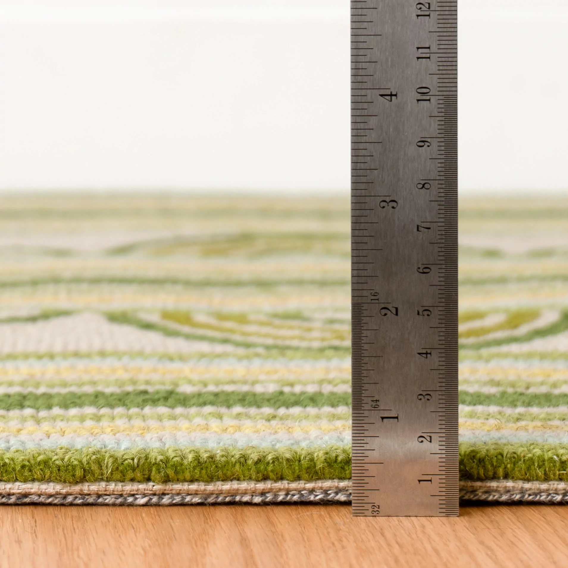 Button Hand Micro Hooked Wool Rug | Olive - Image 6