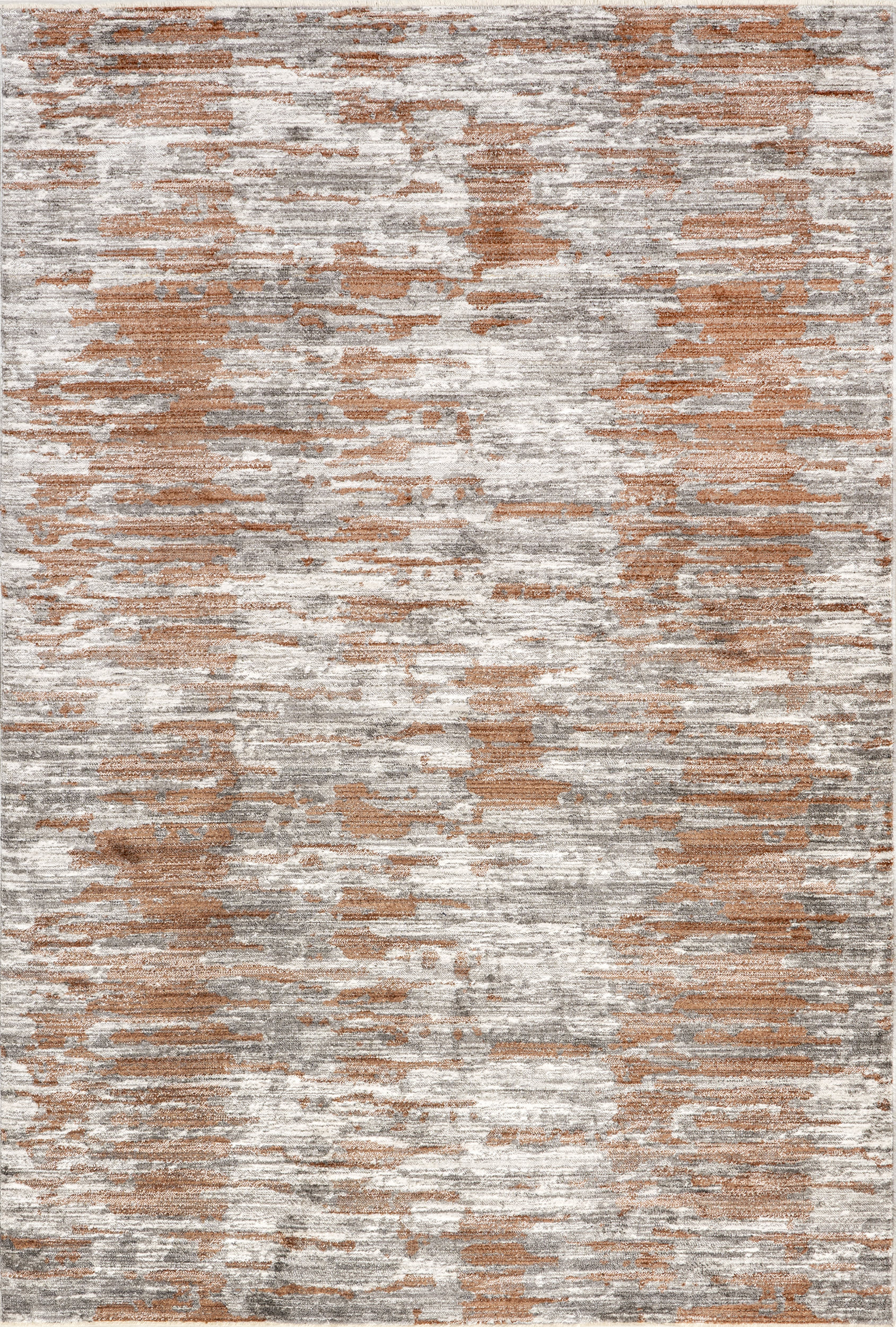 Cacey Crosshatch Fringe Rug | Rust