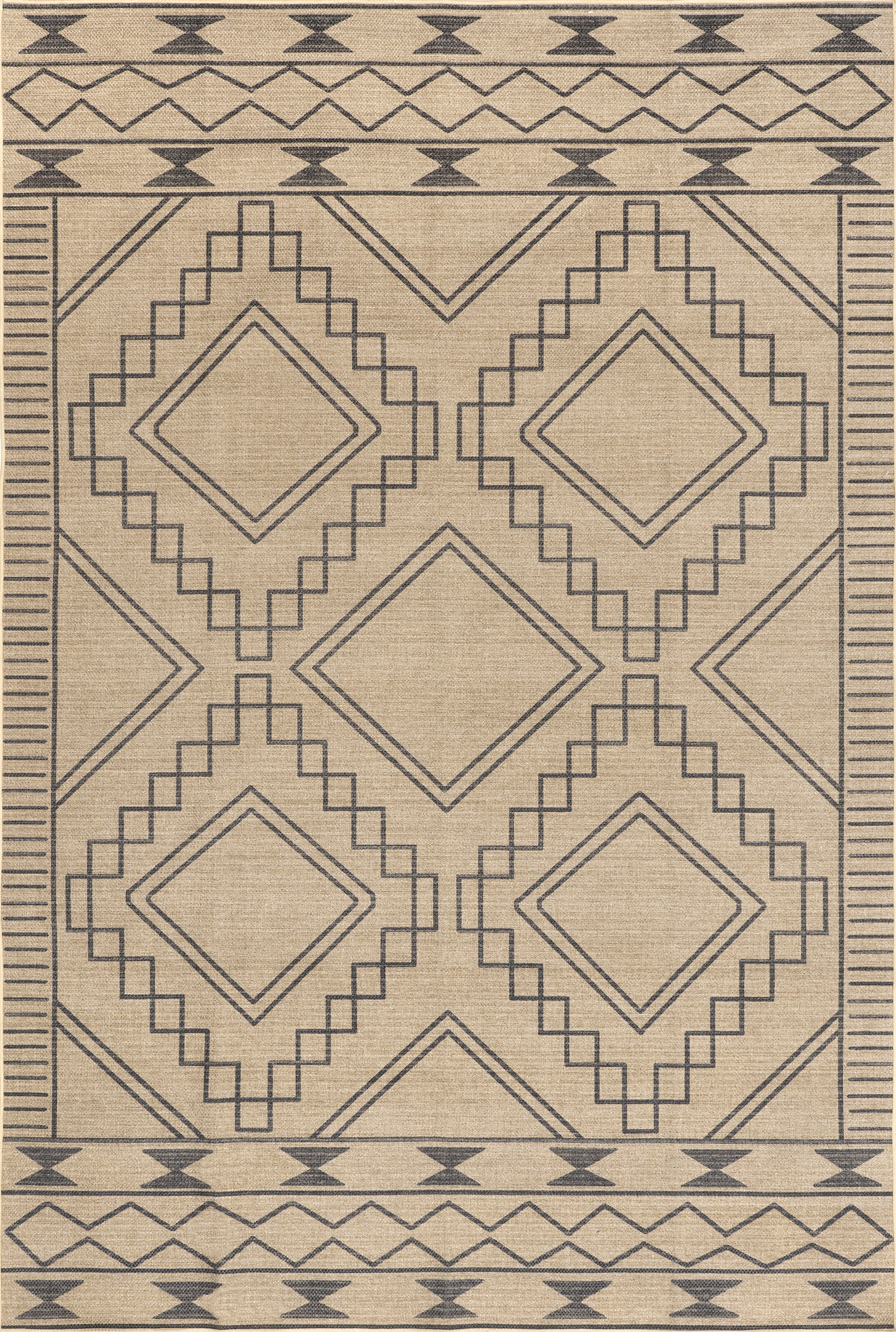 Caitlin Easy-Jute Washable Symbols Rug | Natural