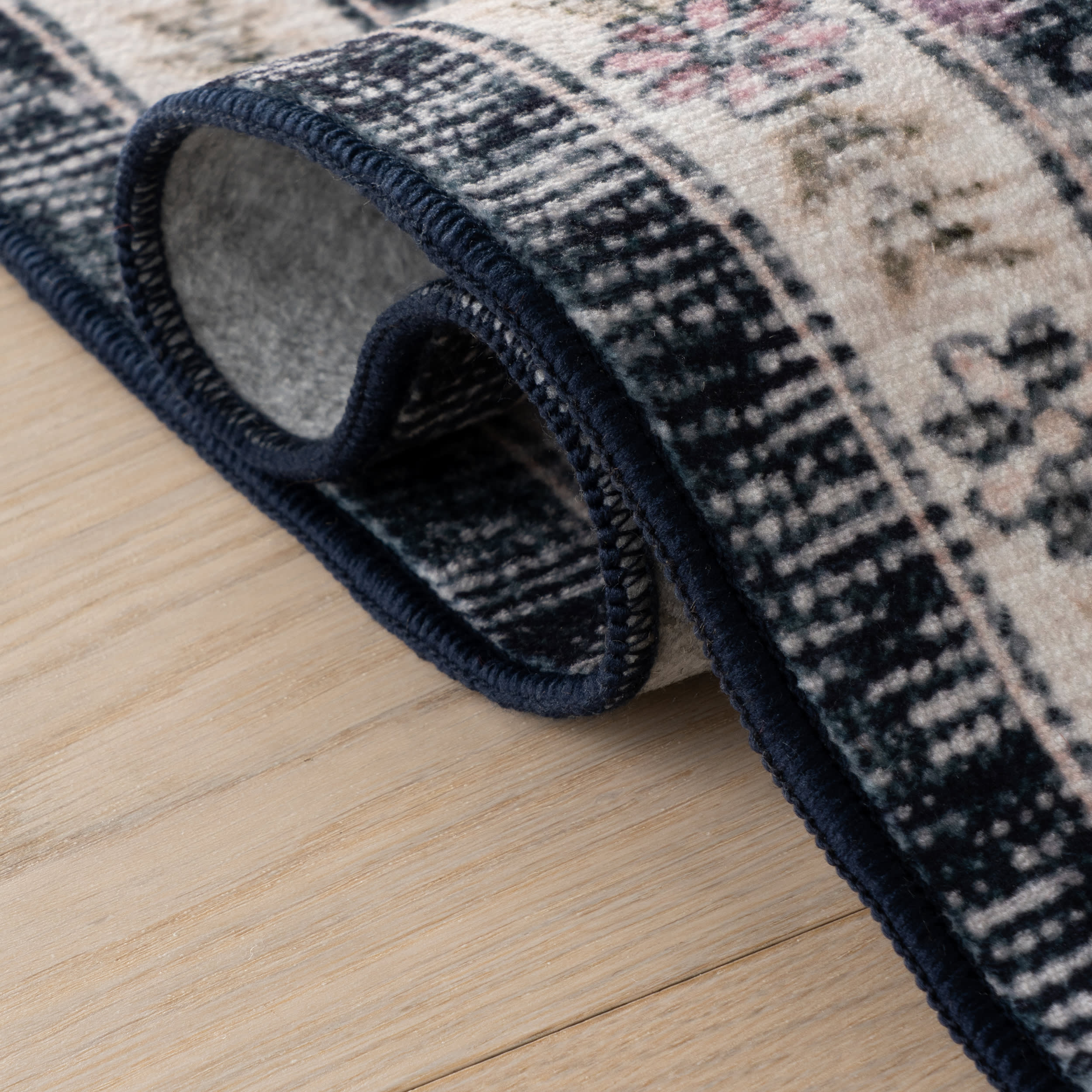 Calari Floral and Paisley Washable Rug | Navy - Image 11