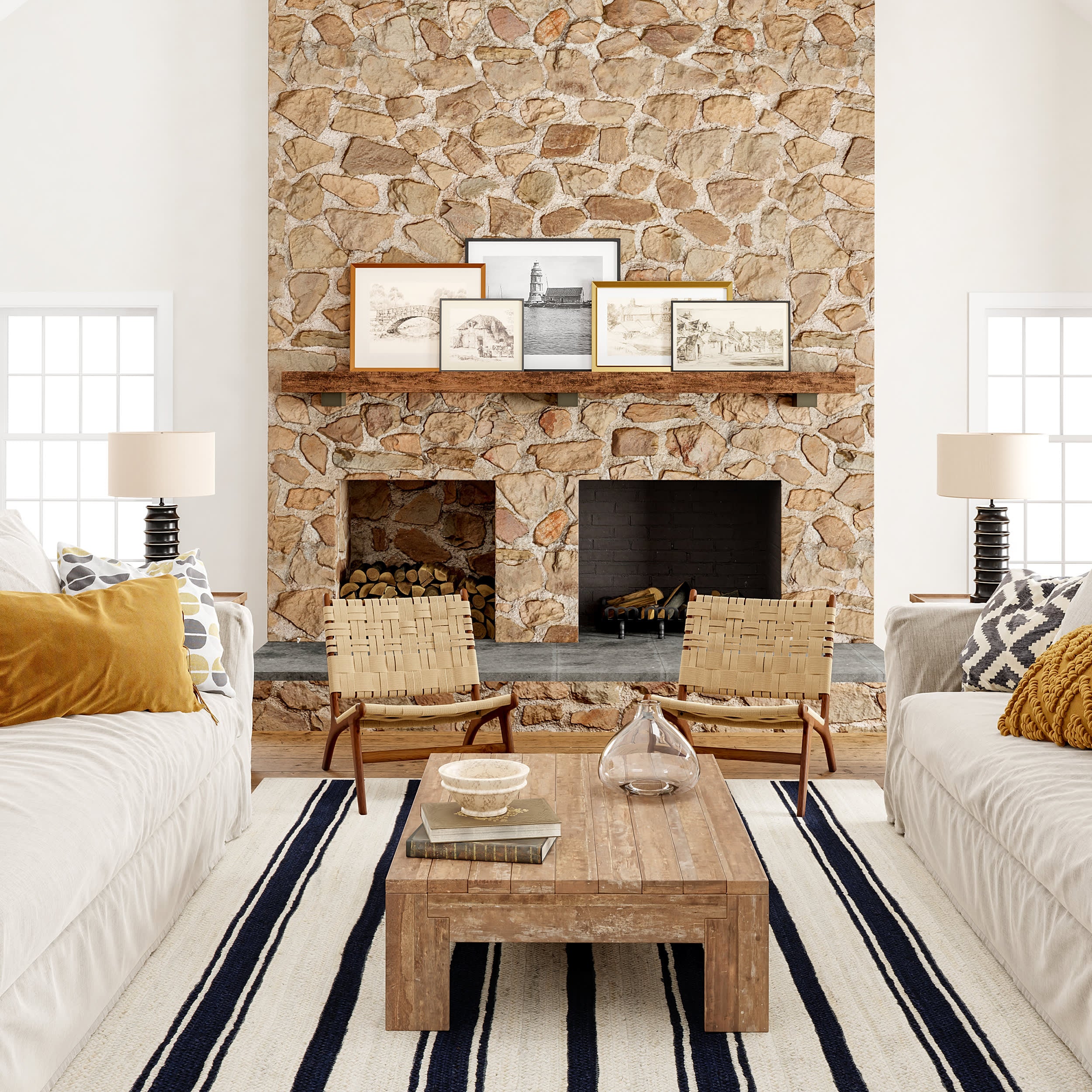 Calathea Striped Jute Rug | Navy - Image 2