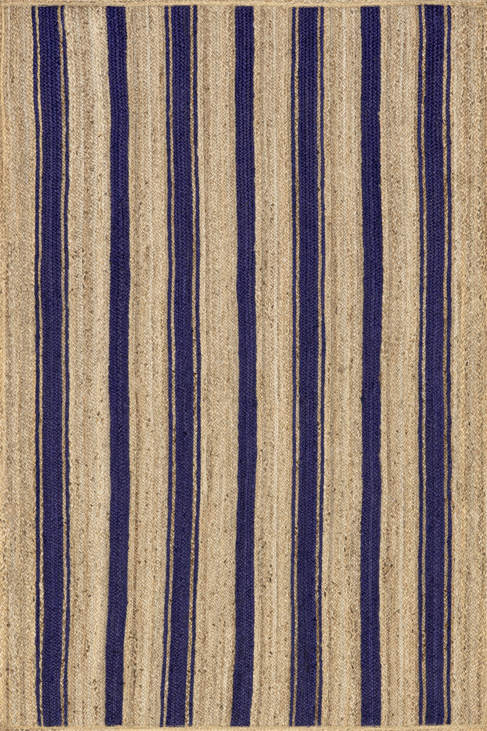 Calathea Striped Jute Rug | Royal Blue