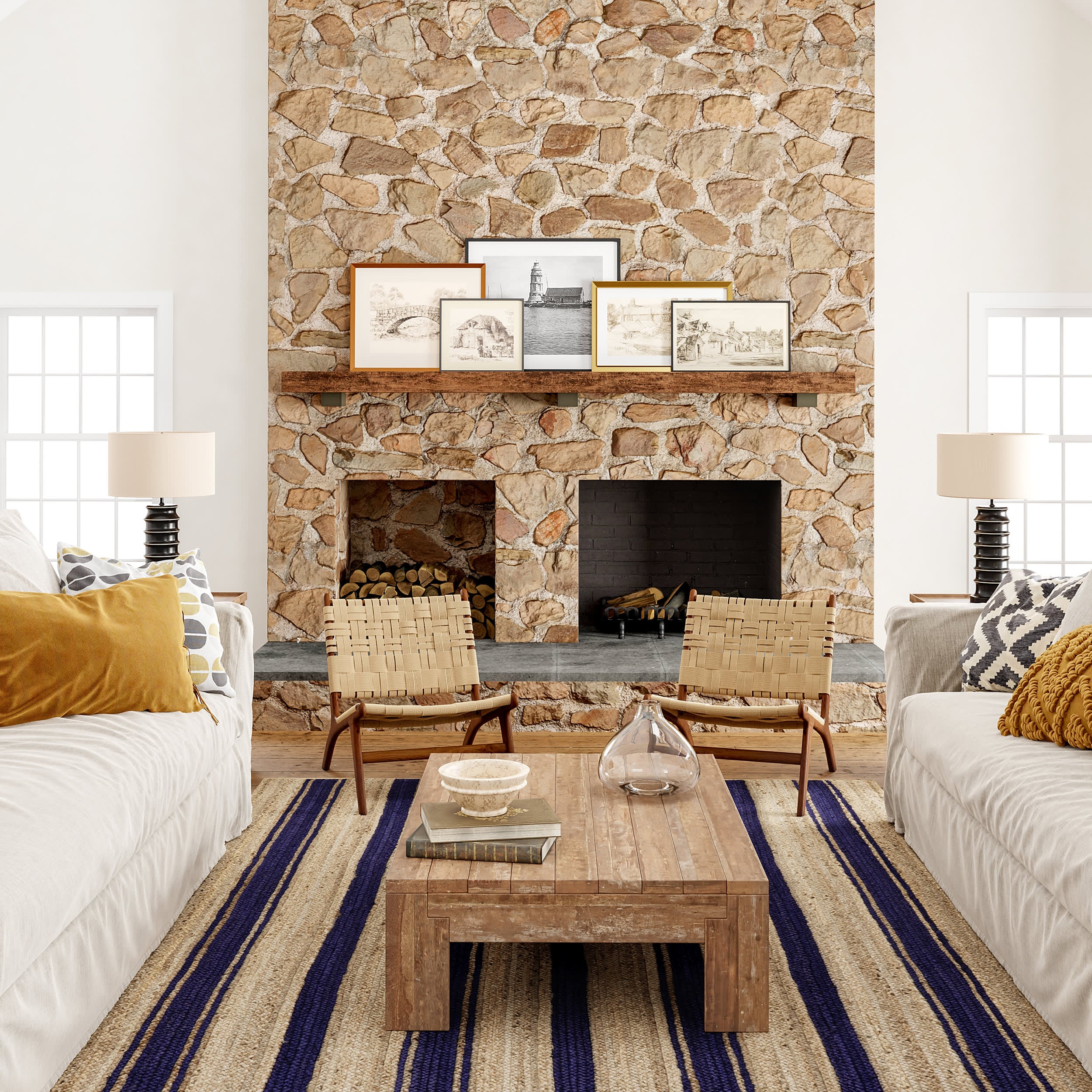 Calathea Striped Jute Rug | Royal Blue - Image 2