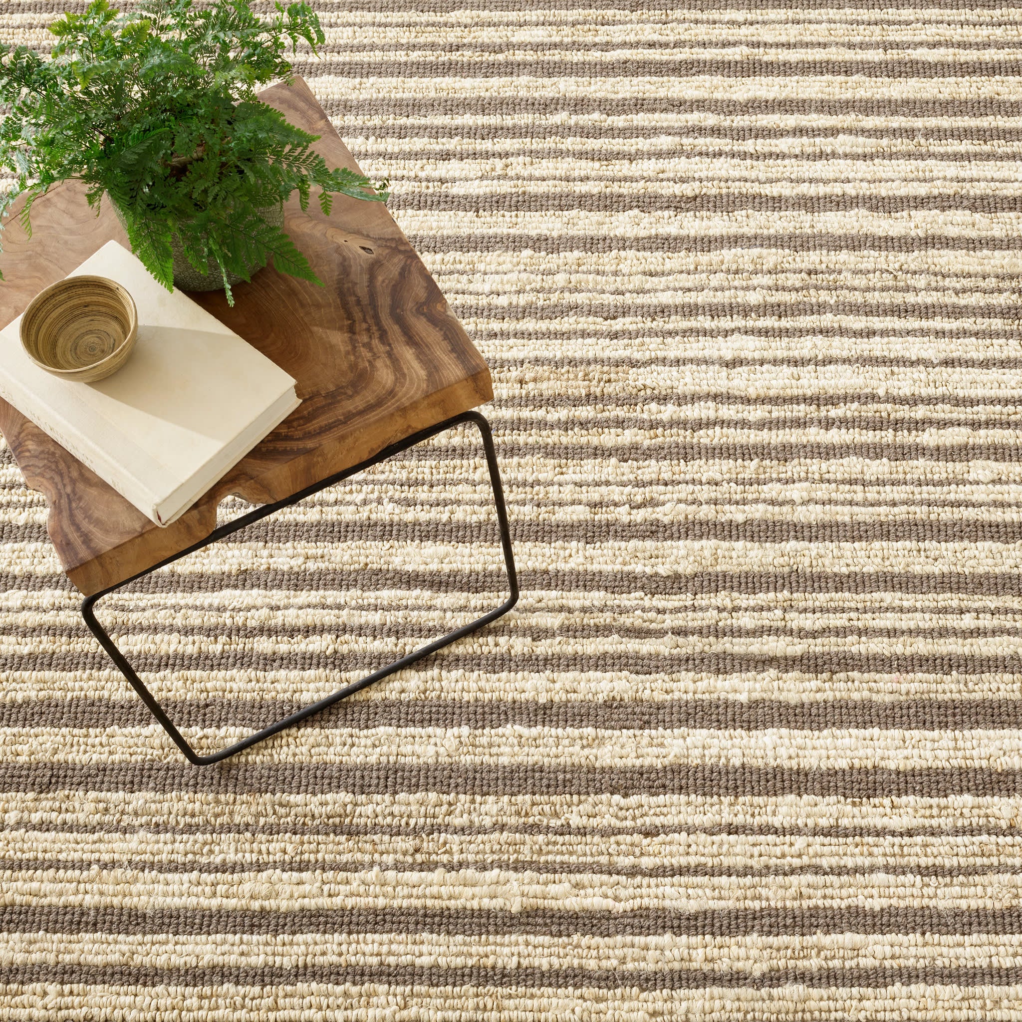 Calder Stripe Handwoven Jute Rug | Grey - Image 4