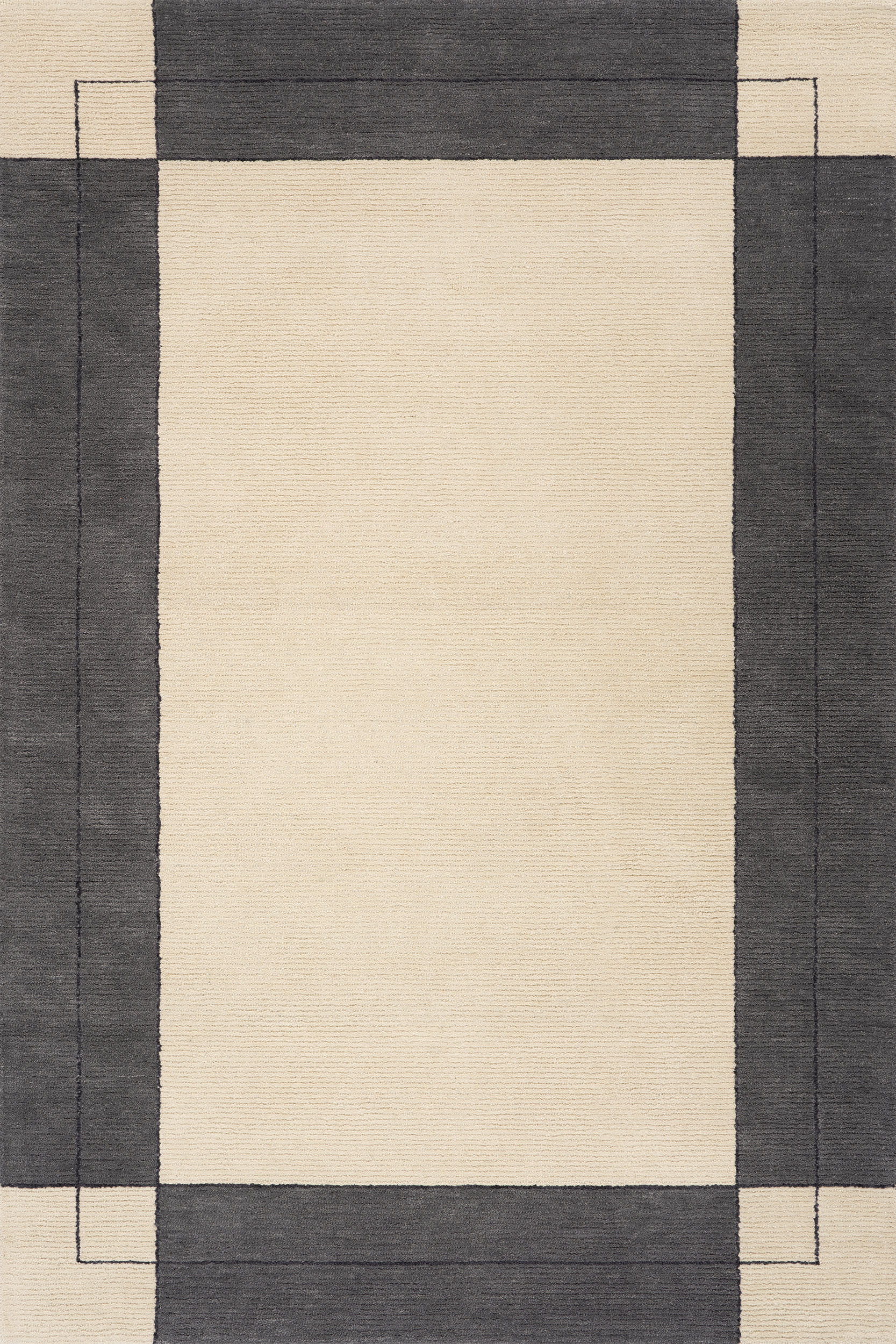 Caligo Mid Century Modern Bordered Rug | Grey