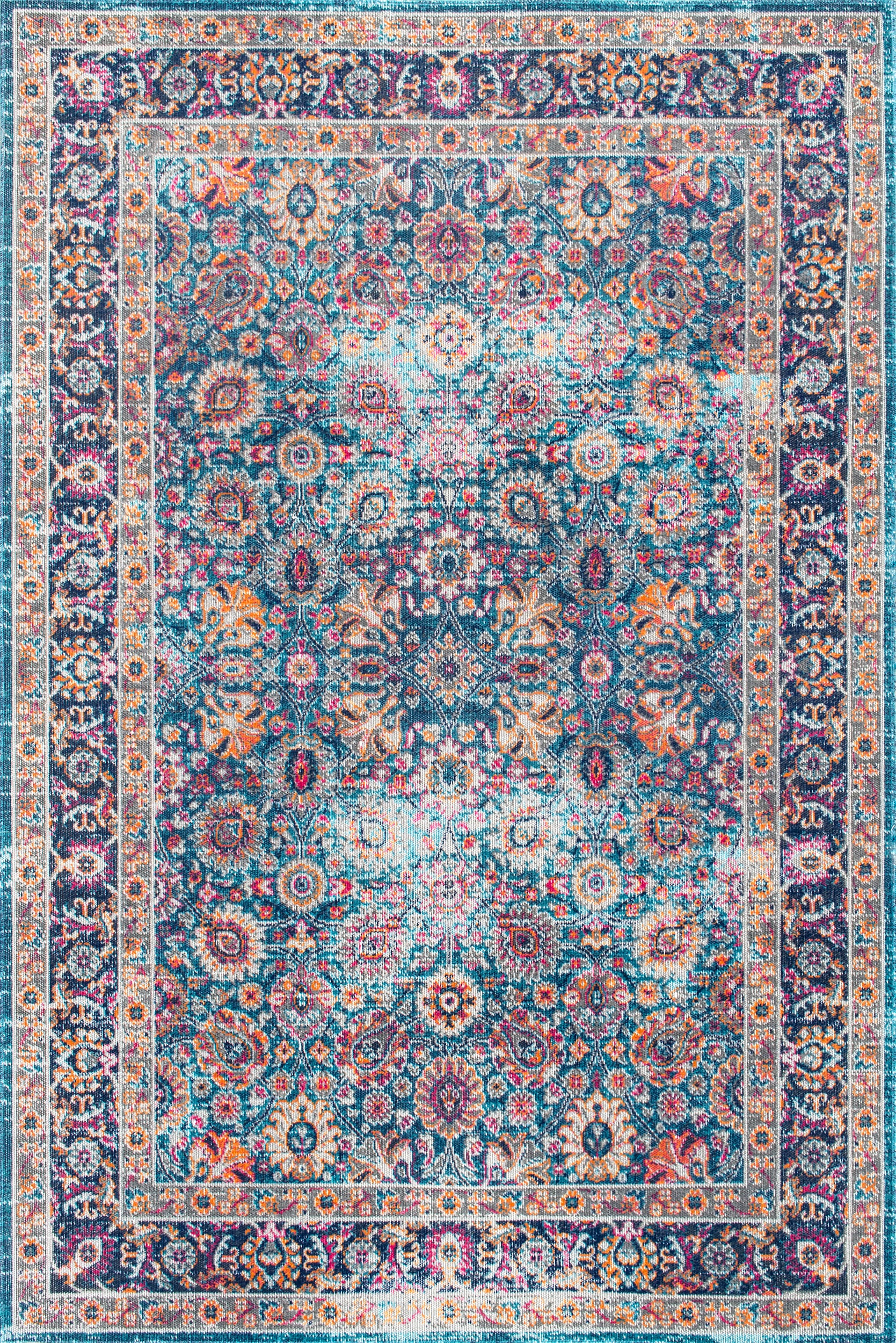 Cardinal Lily Herati Rug | Blue