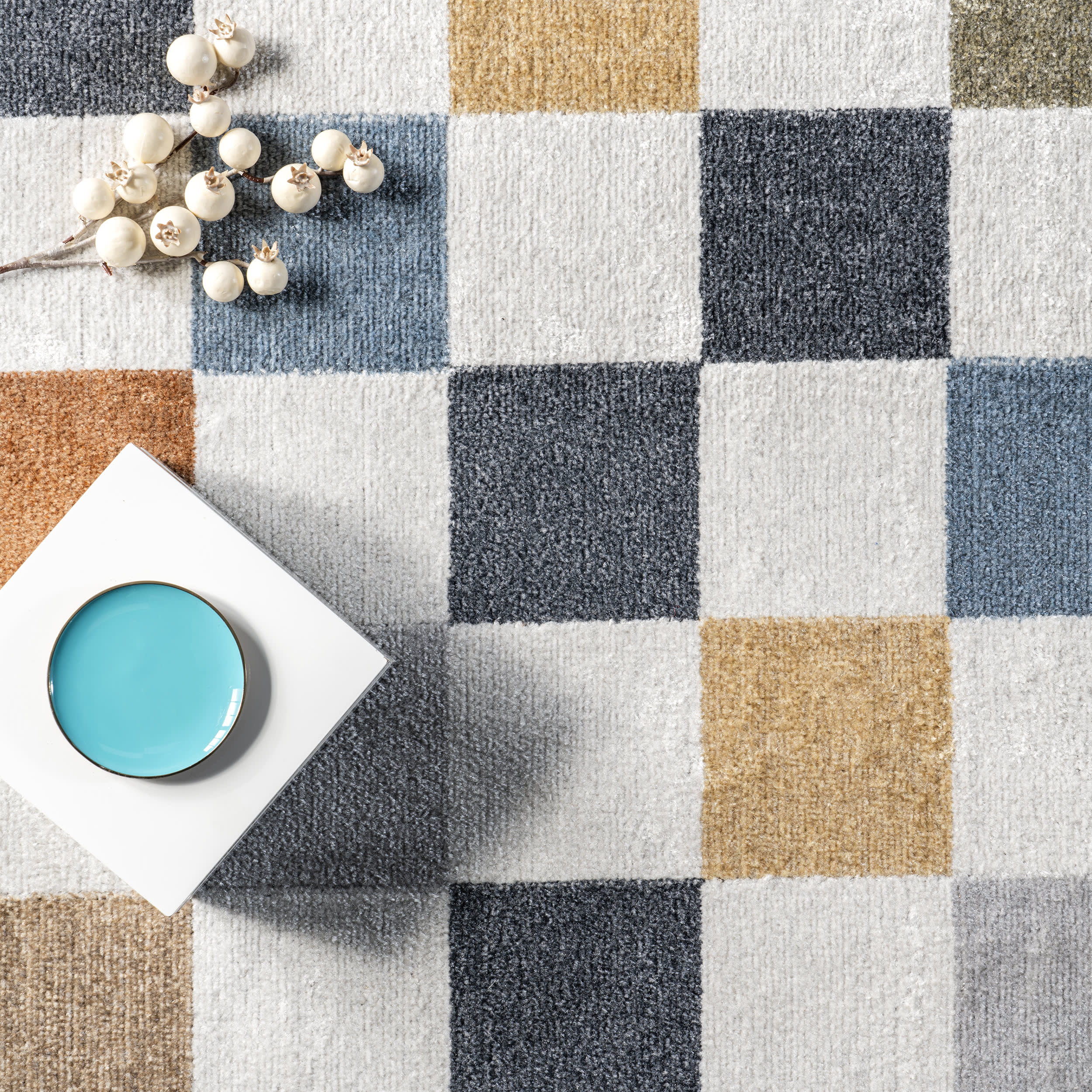 Carina Colorful Checkered Washable Rug | Multicolor - Image 2
