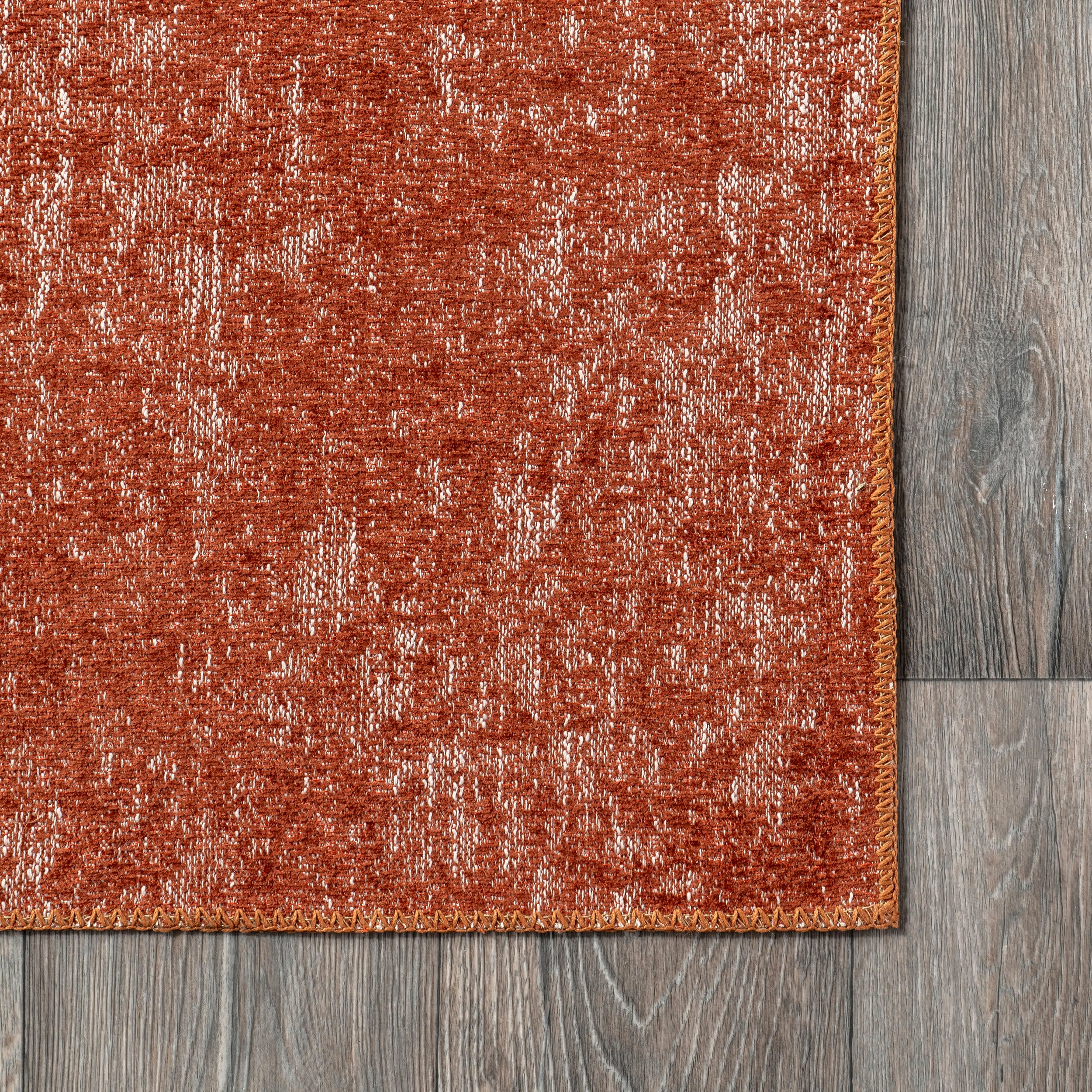 Carla Washable Hazy Solid Rug | Burnt Orange - Image 3