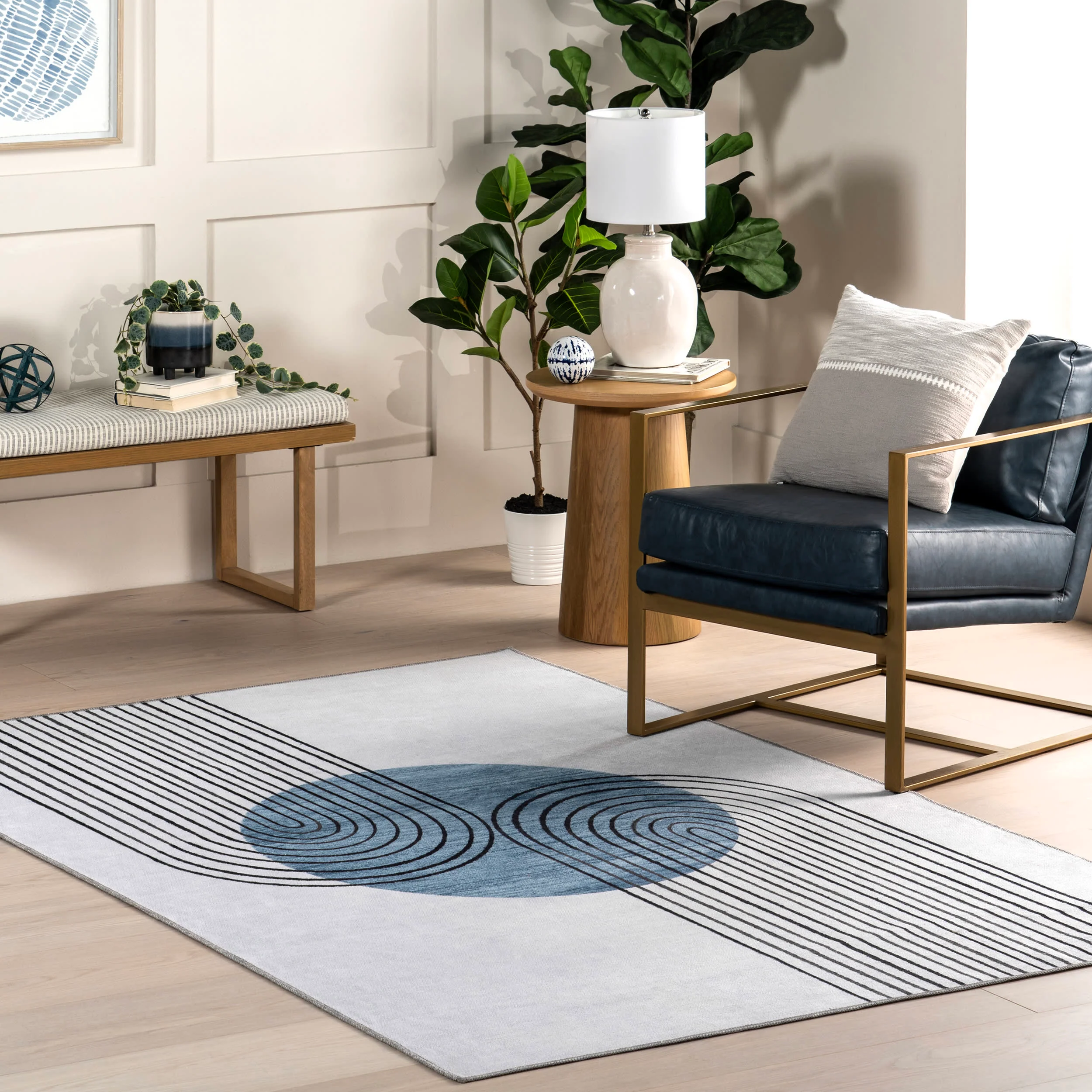 Carlotta Washable Desert Sunset Rug | Blue - Image 2