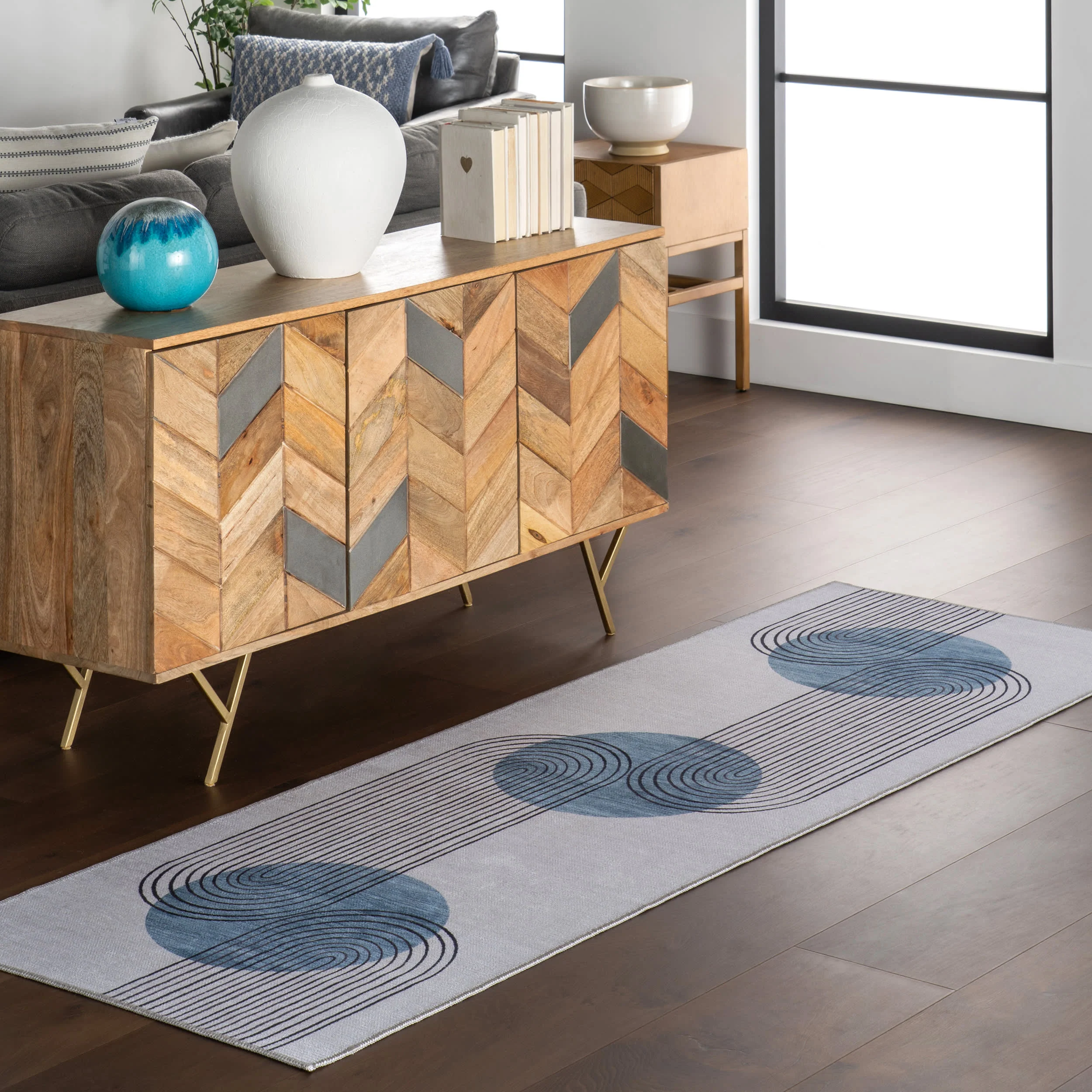 Carlotta Washable Desert Sunset Rug | Blue - Image 2