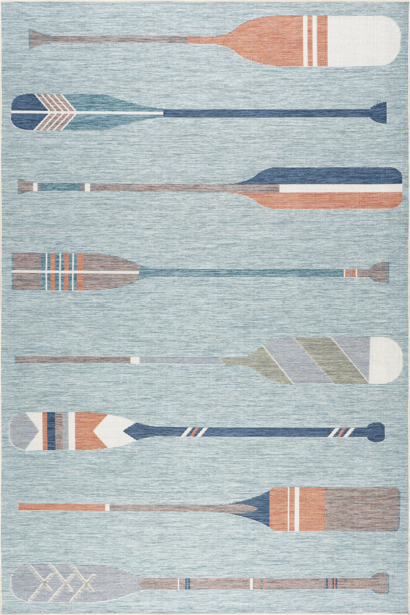 Carter Nautical Oars Indoor/Outdoor Rug | Blue