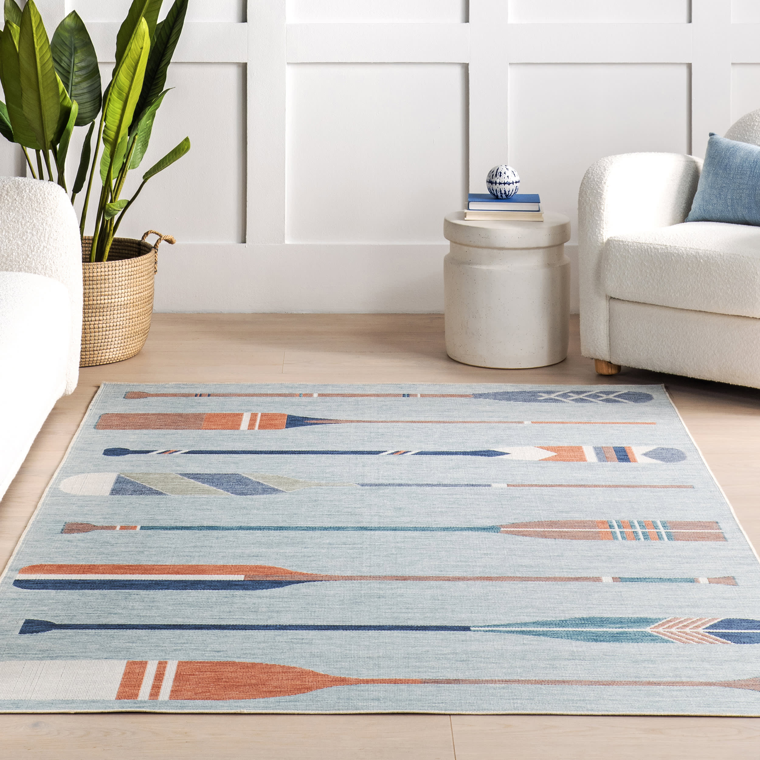 Carter Nautical Oars Indoor/Outdoor Rug | Blue - Image 5