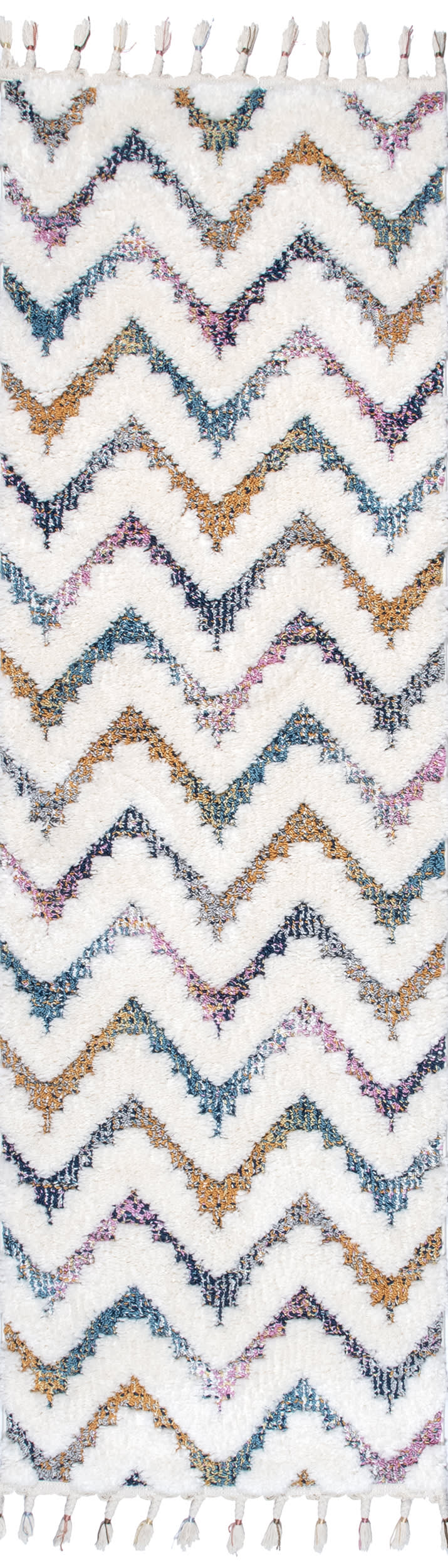 Carved Chevron Shag Rug | Ivory