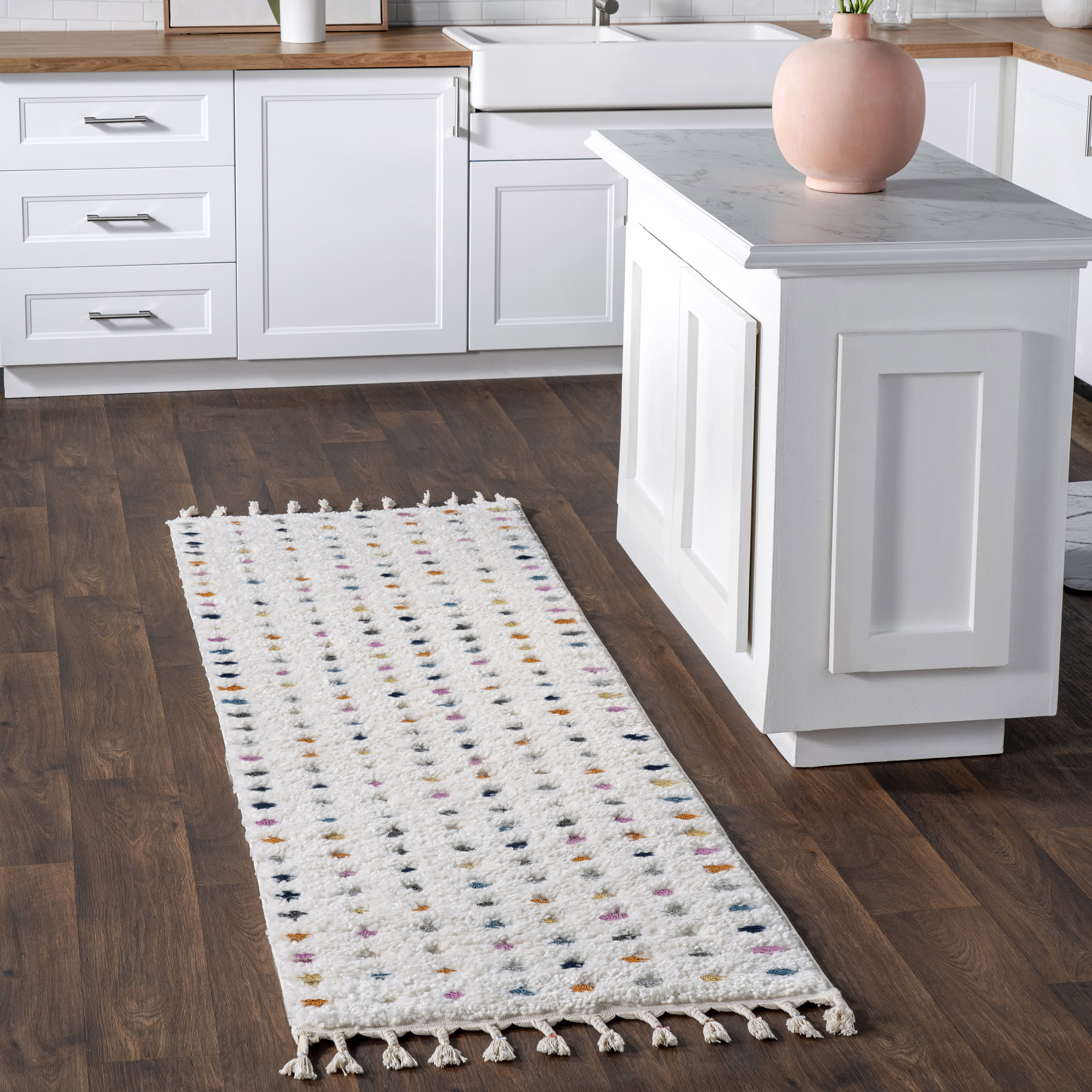 Carved Polka Dot Shag Rug | Off White - Image 2