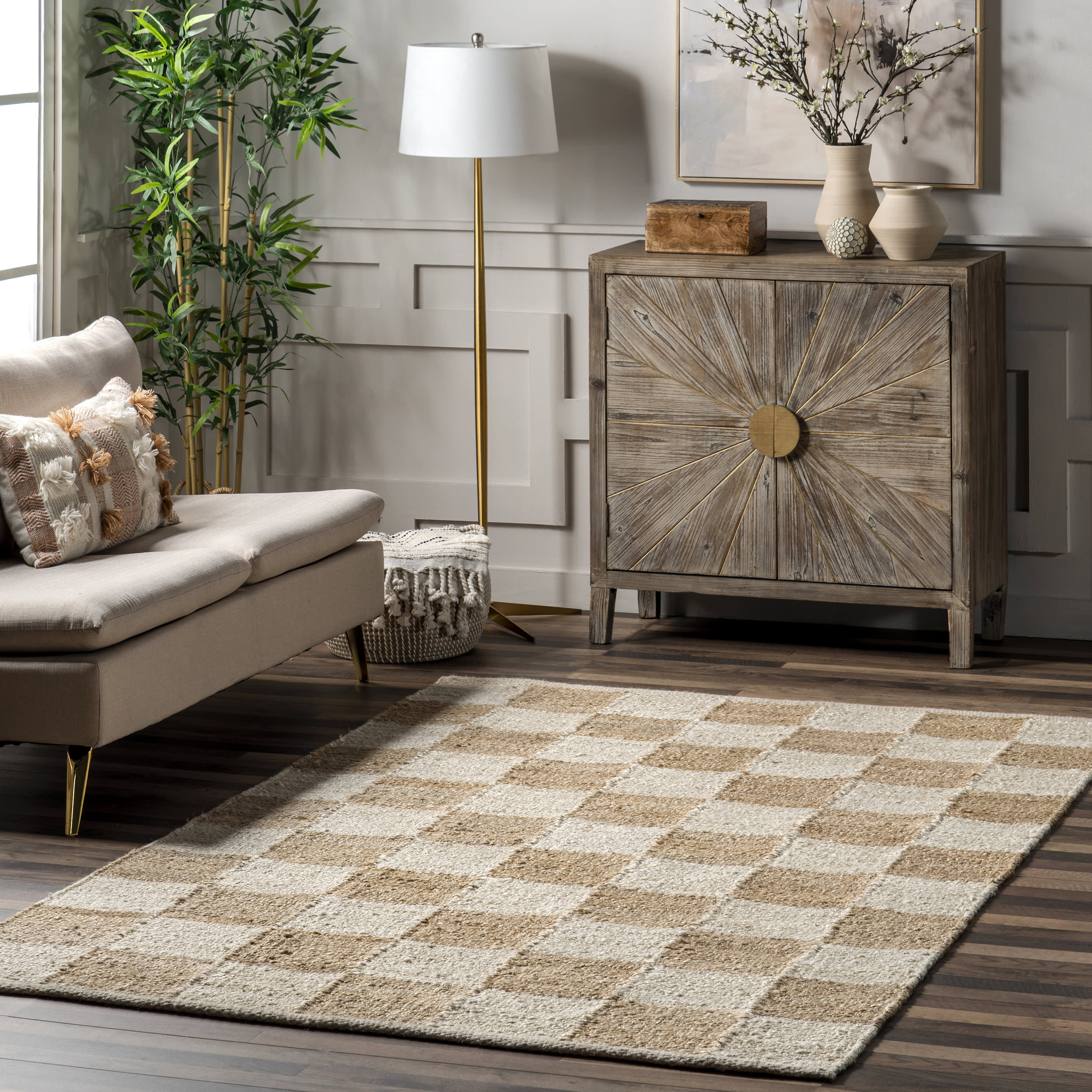 Cassia Classic Checkered Rug | Ivory - Image 2