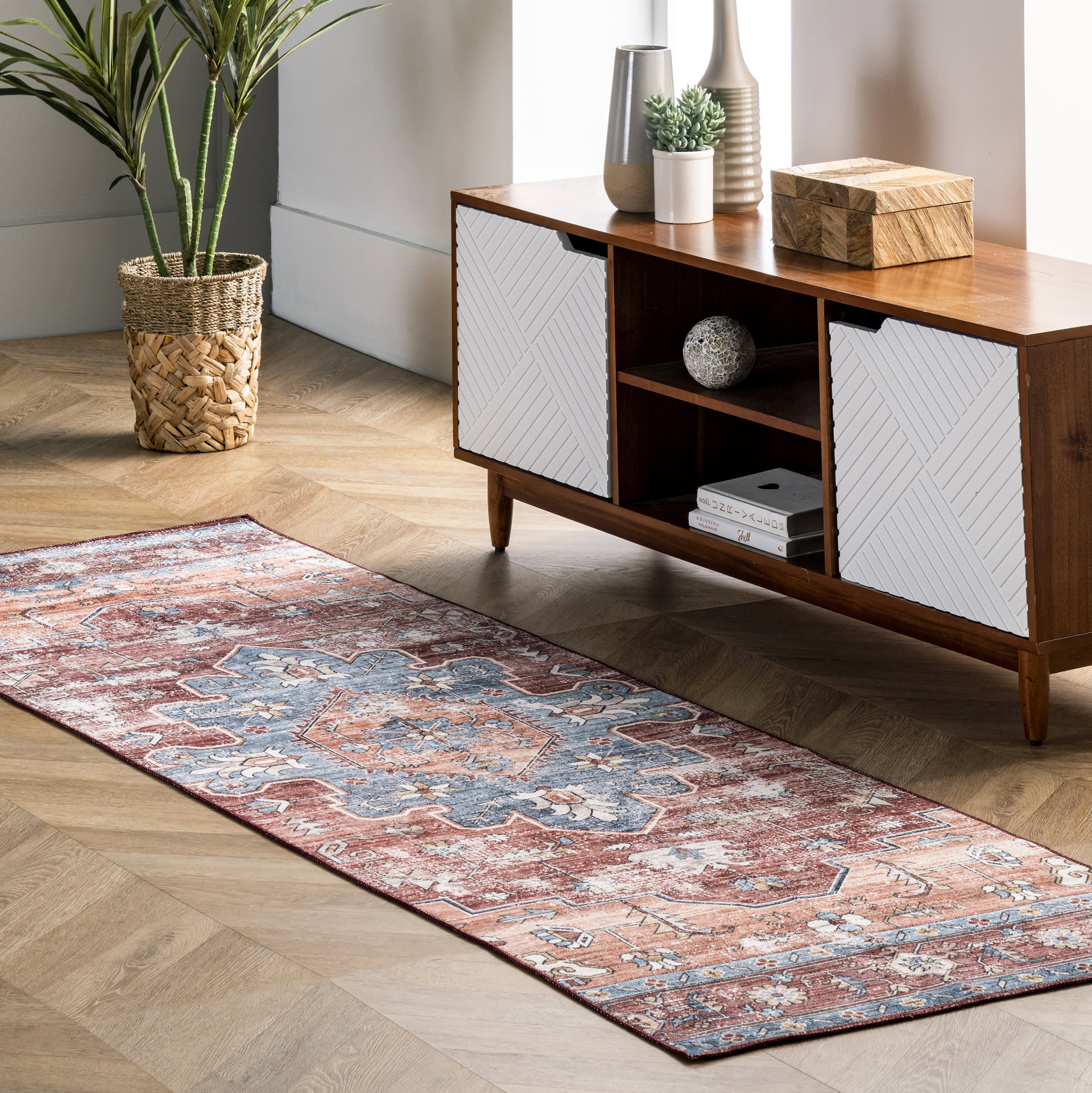 Castle Medallion Washable Rug | Rust - Image 2