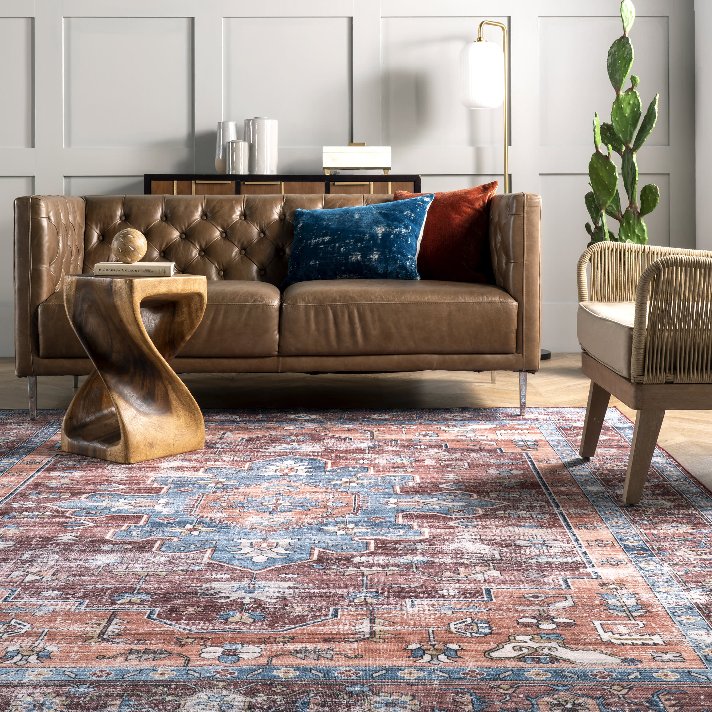Castle Medallion Washable Rug | Rust - Image 4