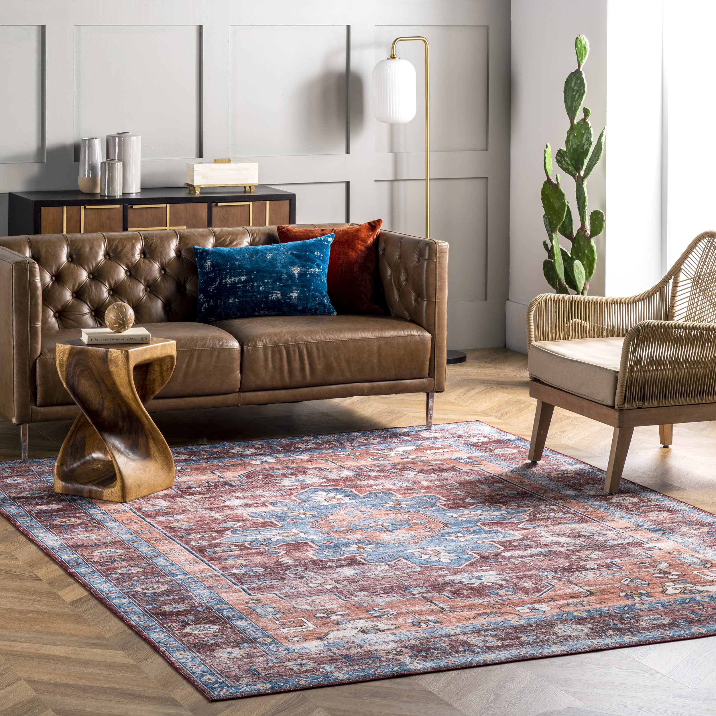 Castle Medallion Washable Rug | Rust - Image 2
