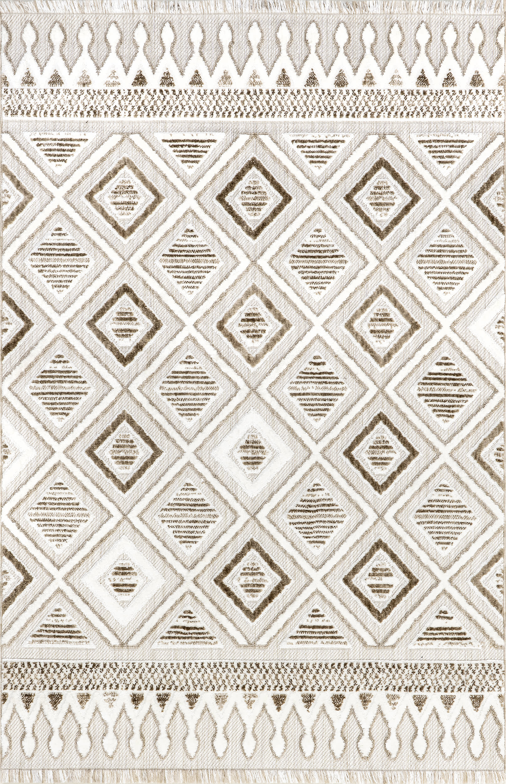 Cathleen Iridescent Bordered Rug | Ivory