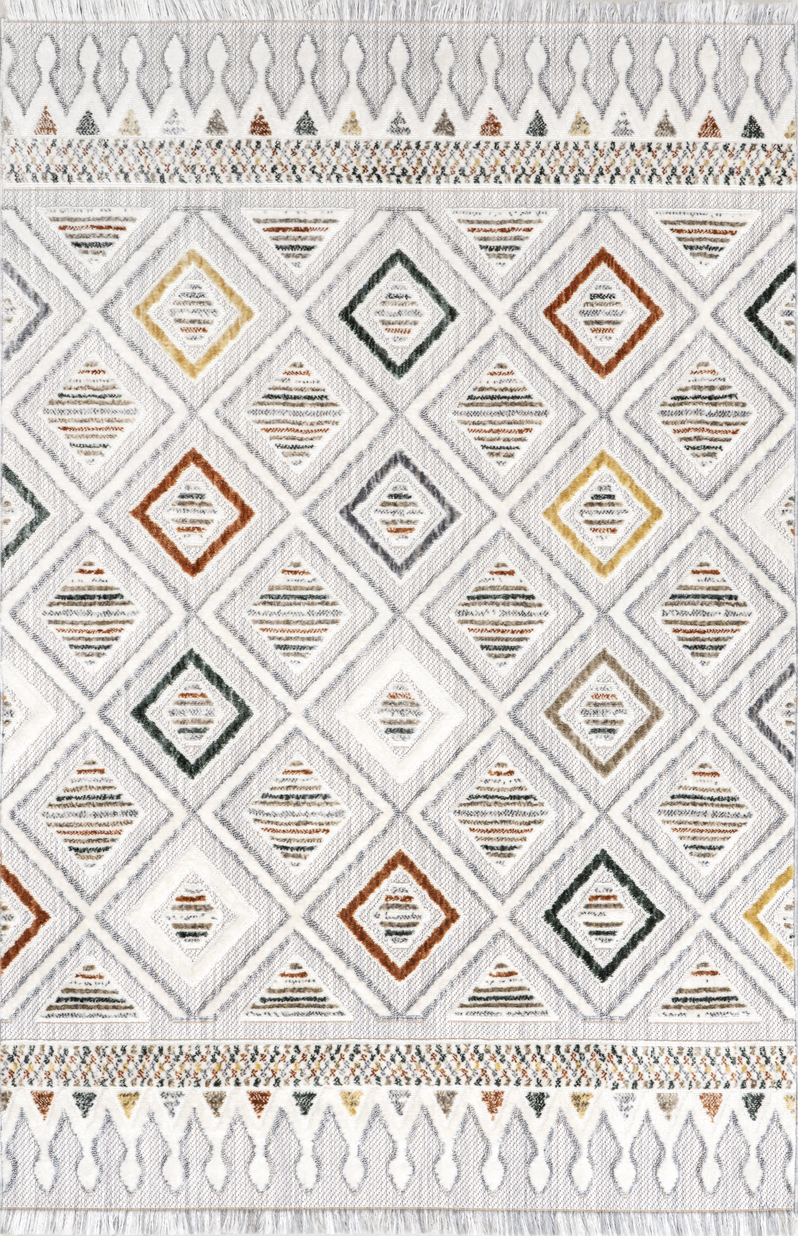 Cathleen Iridescent Bordered Rug | Light Grey