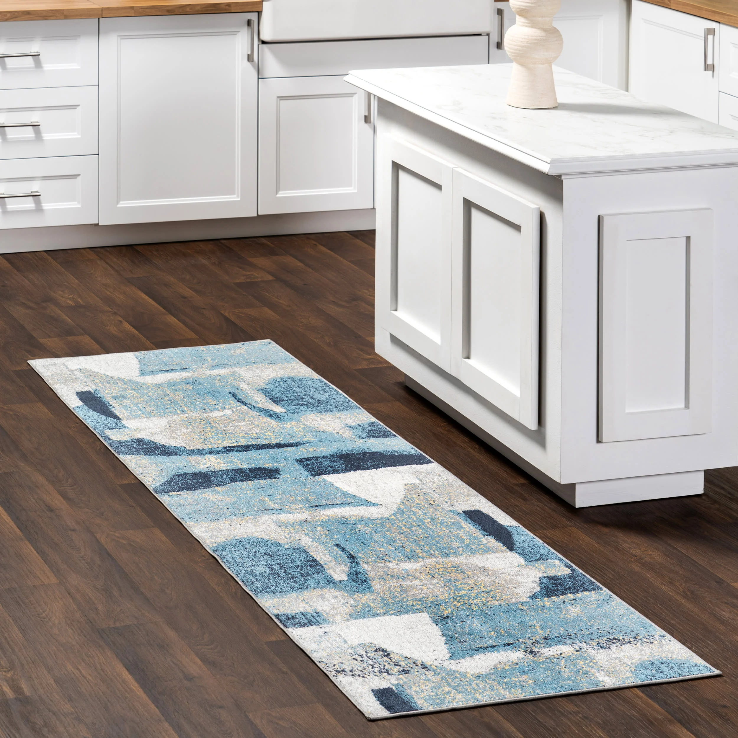 Cecila Washable Abstract Rug | Blue - Image 2