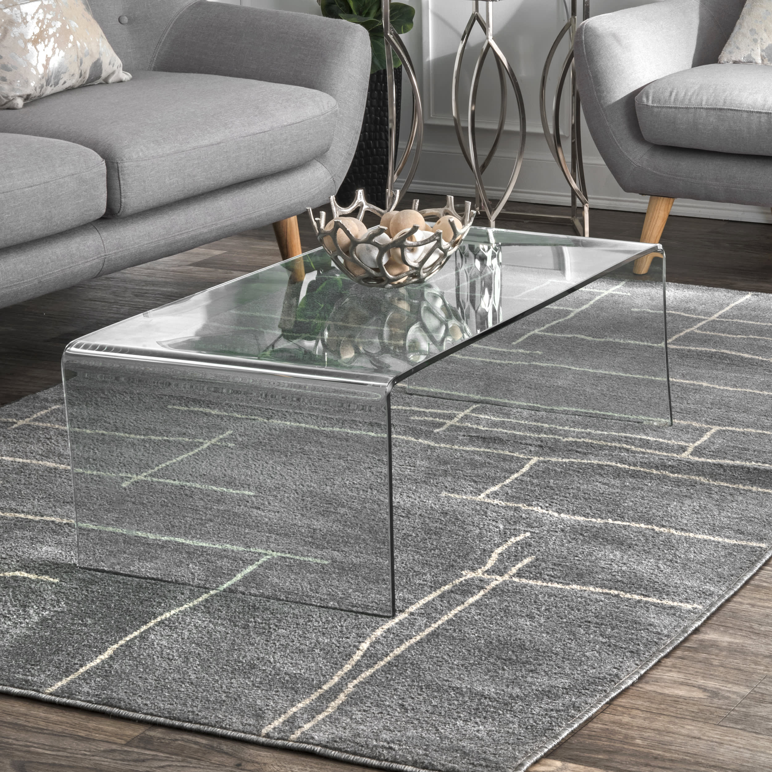 Cedar Modern Abstract Rug | Grey - Image 2