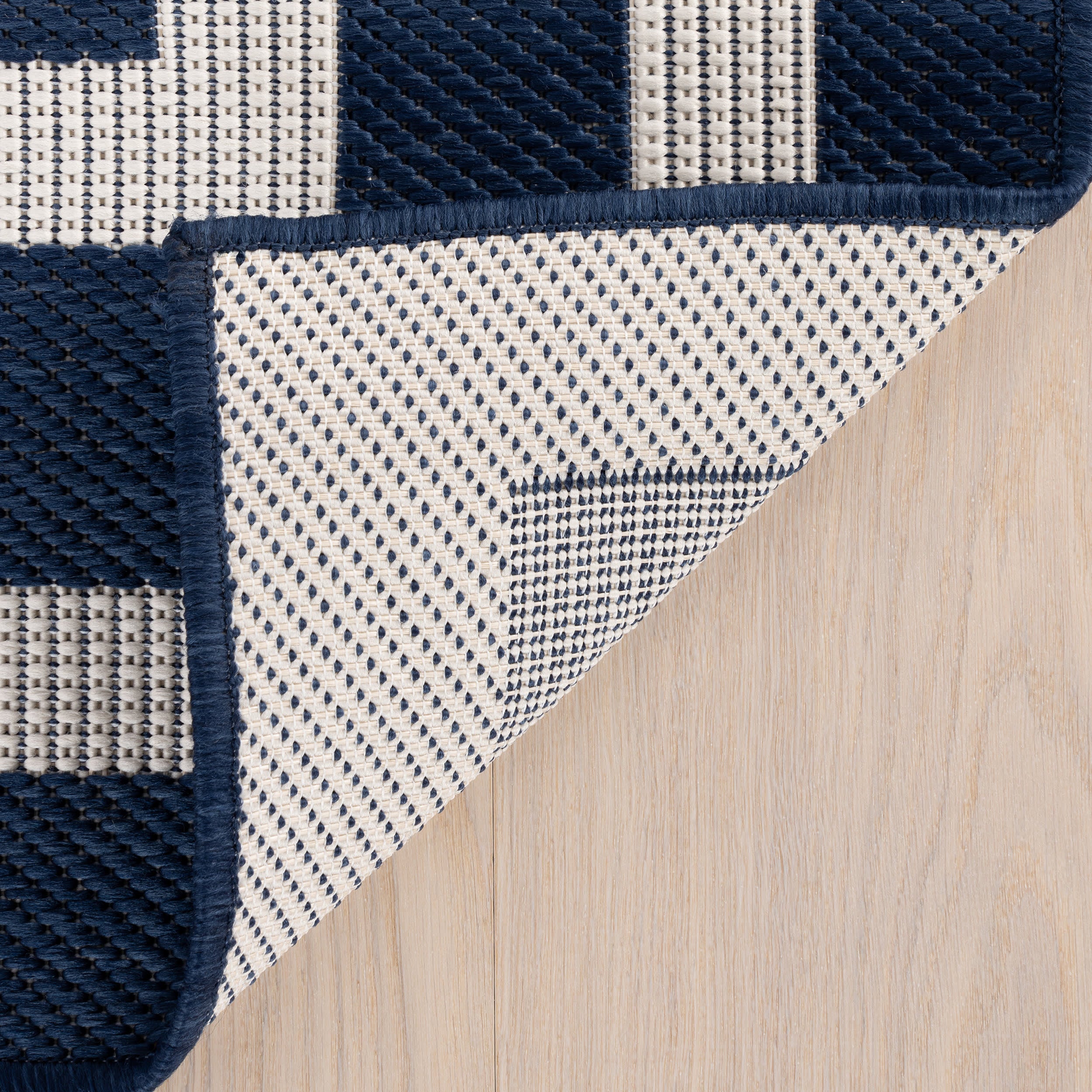 Celestia Contemporary Geometric Indoor/Outdoor Rug | Navy - Image 7