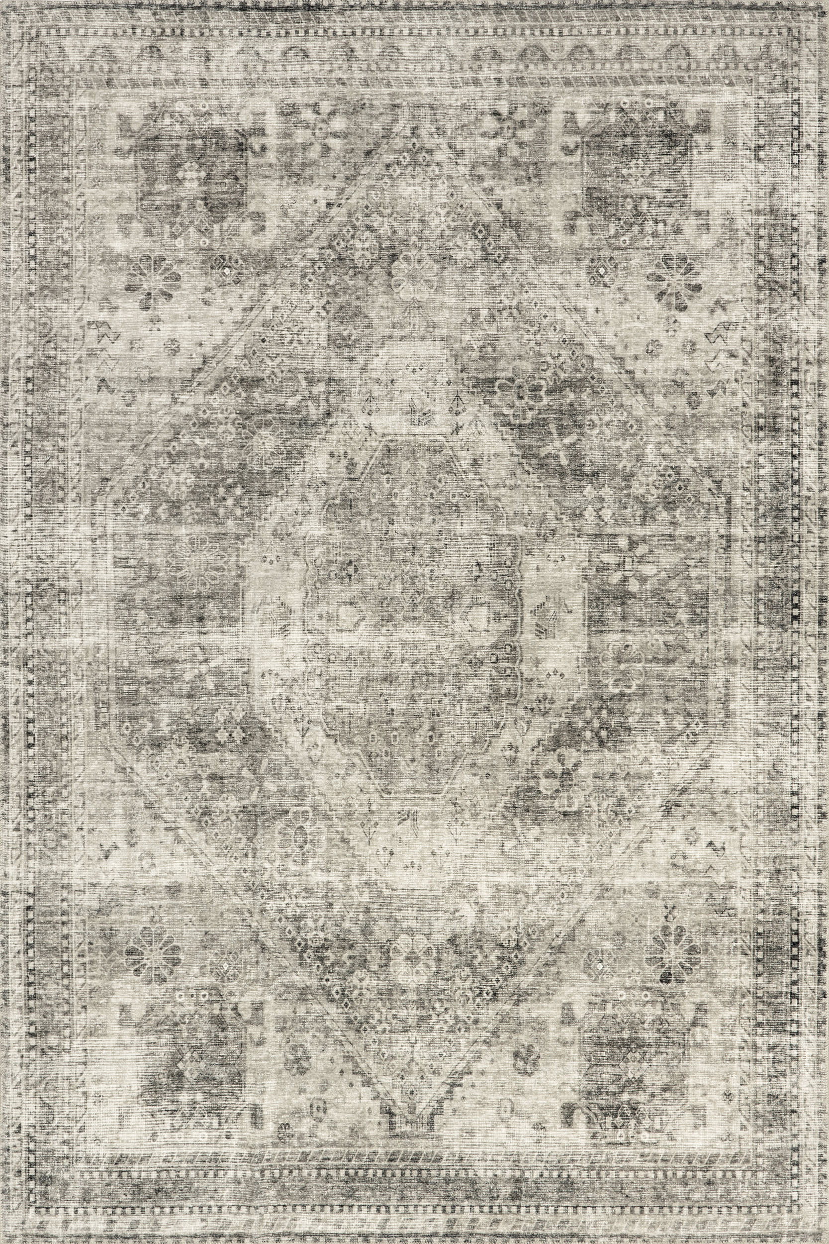 Celia Medallion Washable Rug | Grey