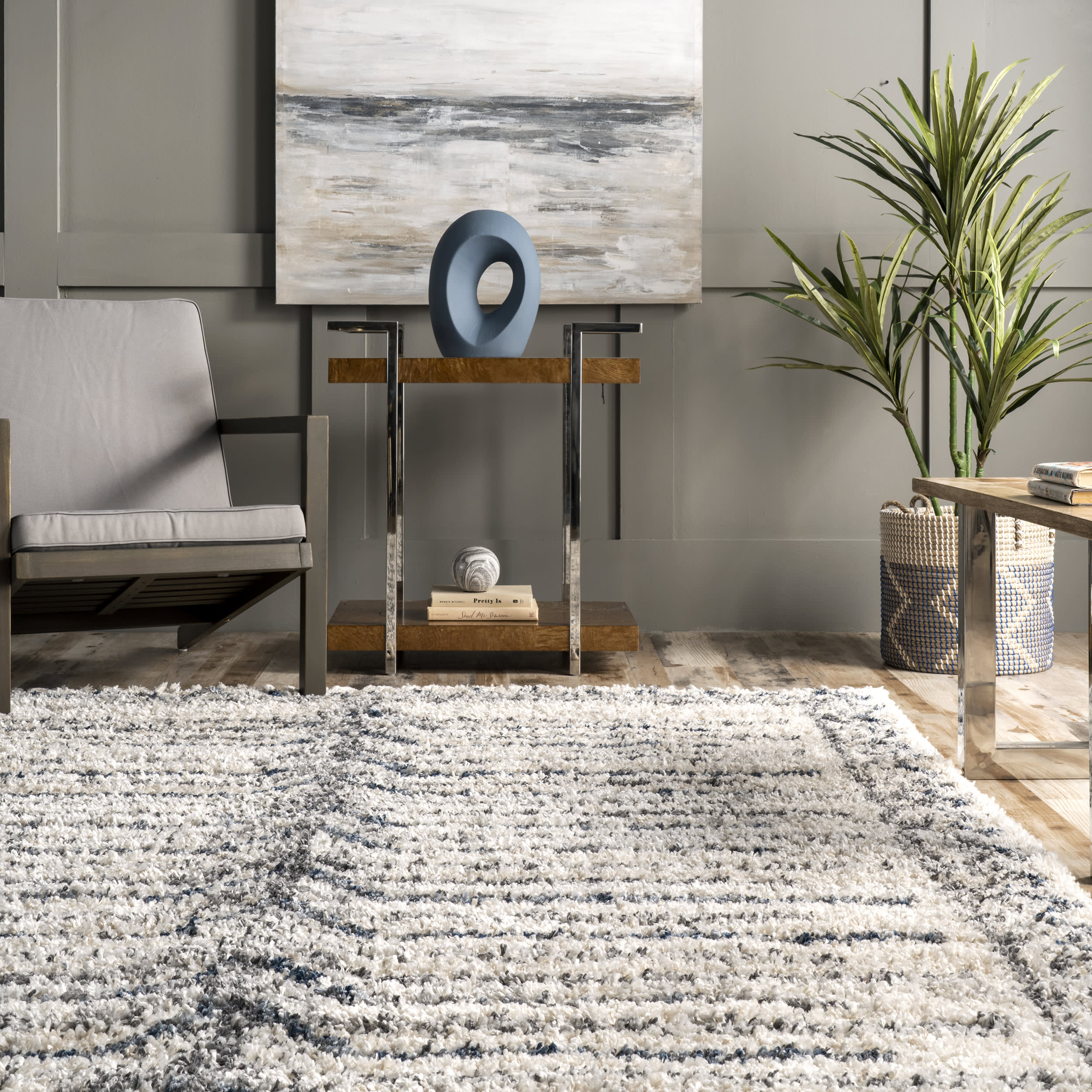 Centerline Shag With Tassels Rug | Blue - Image 4