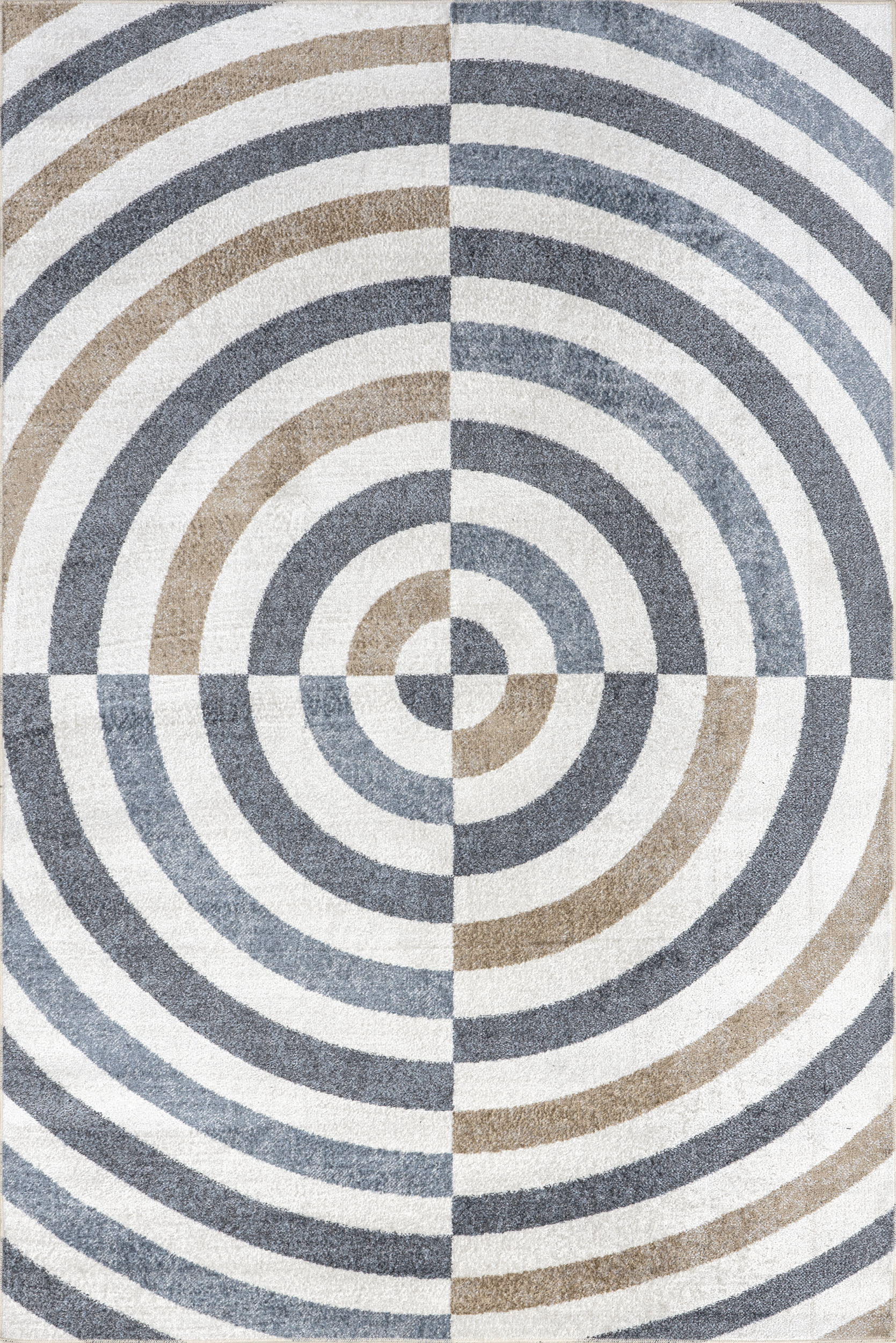 Chandra Retro Spirals Washable Rug | Blue
