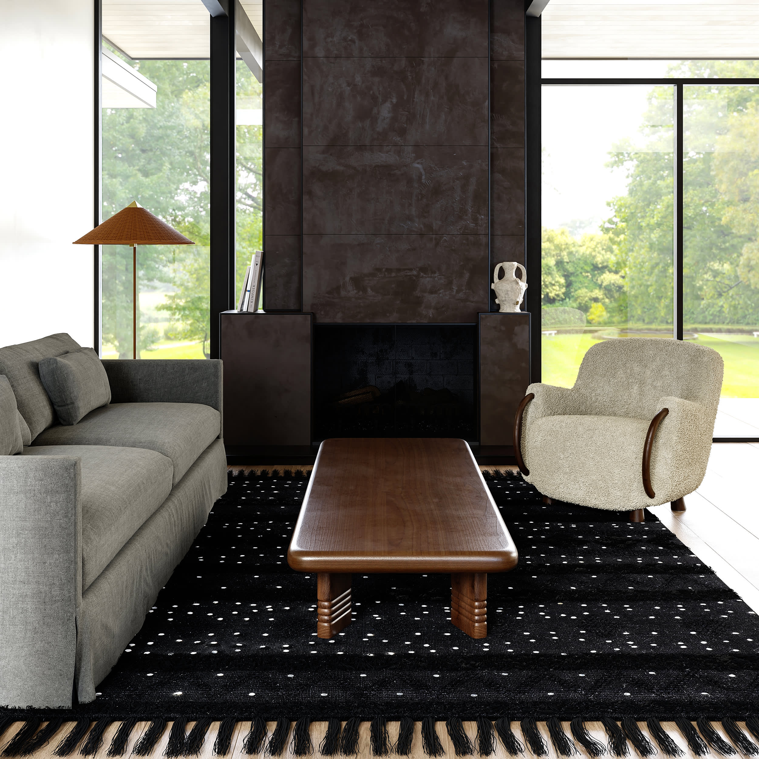 Chandy Textured Wool Rug | Black - Image 2