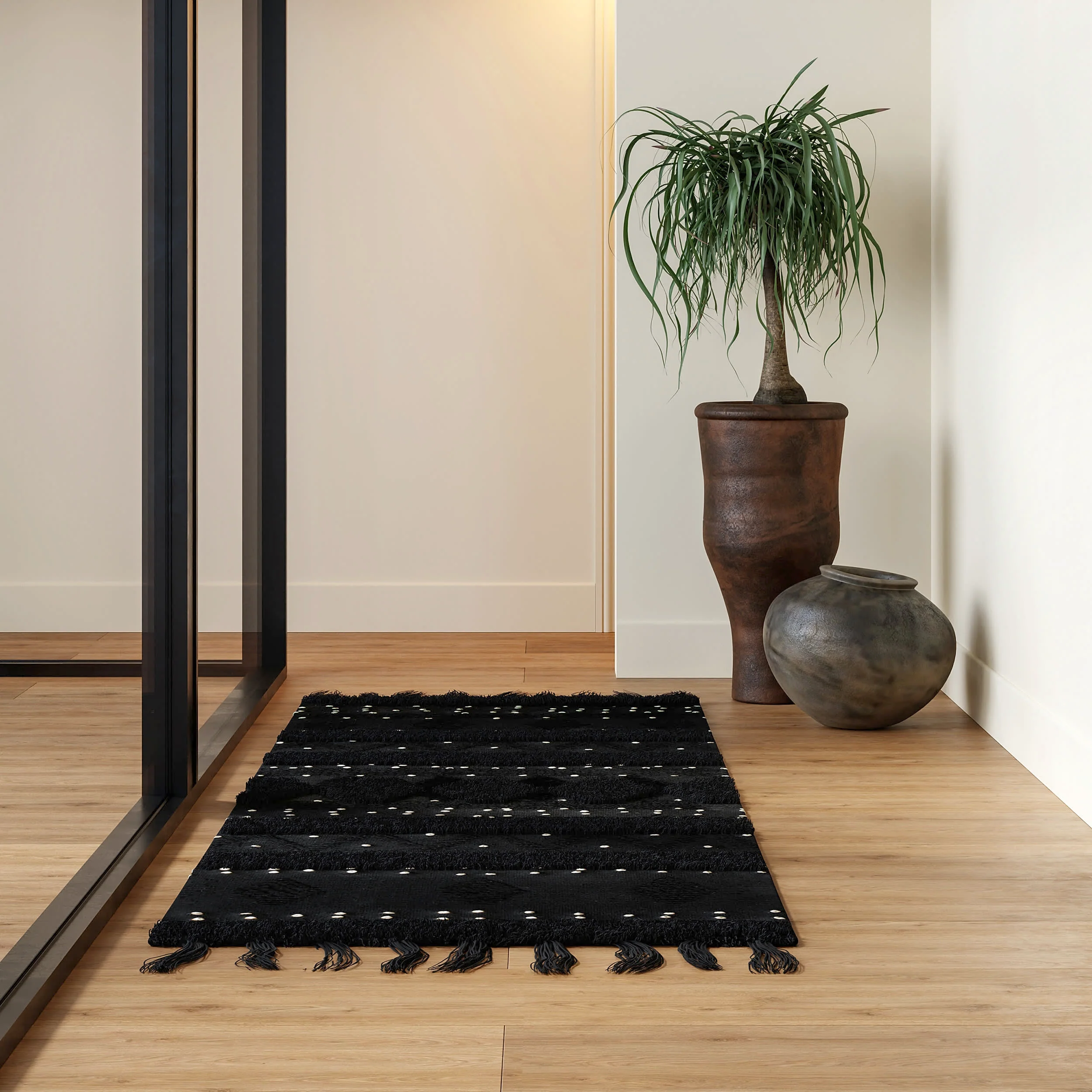 Chandy Textured Wool Rug | Black - Image 2