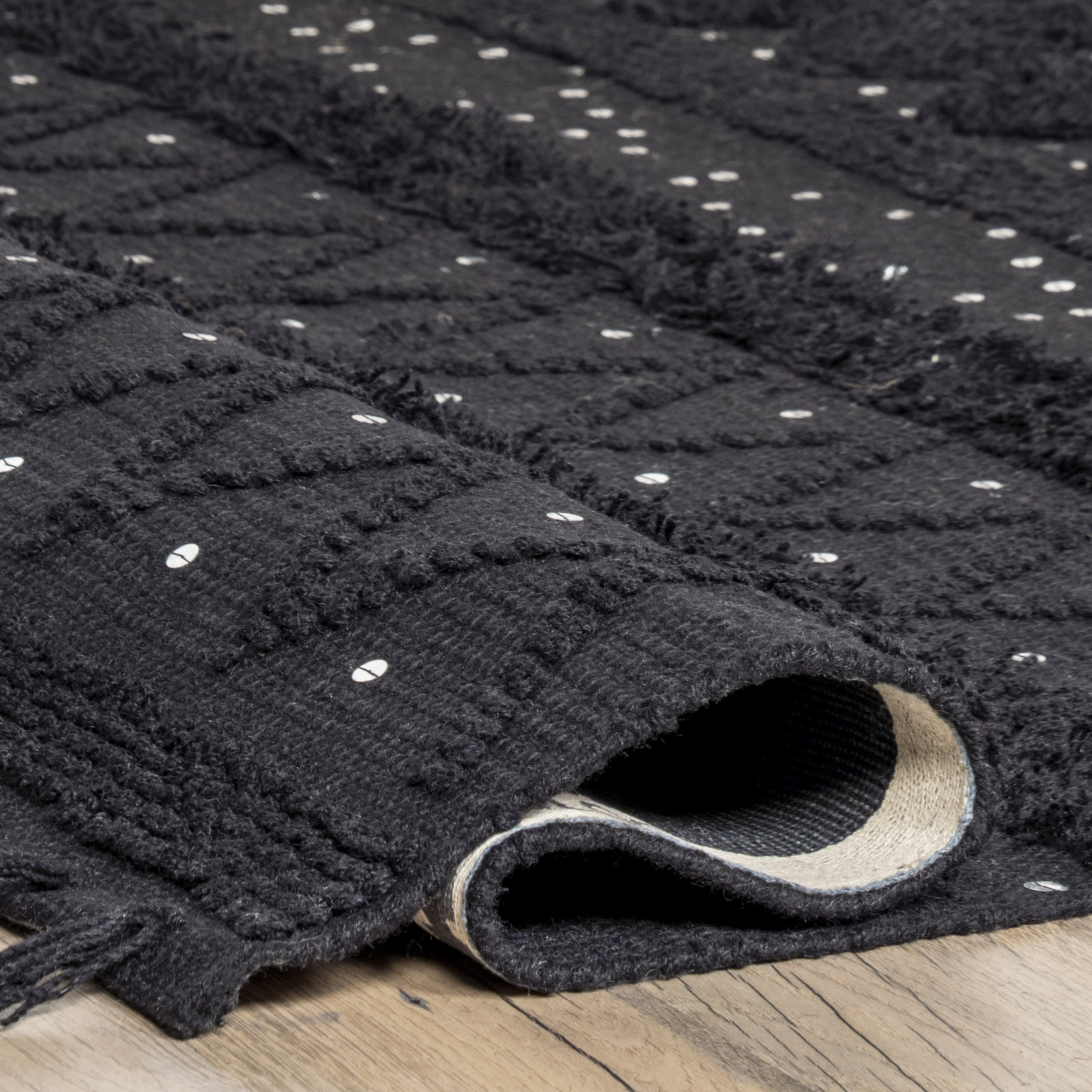 Chandy Textured Wool Rug | Black - Image 5