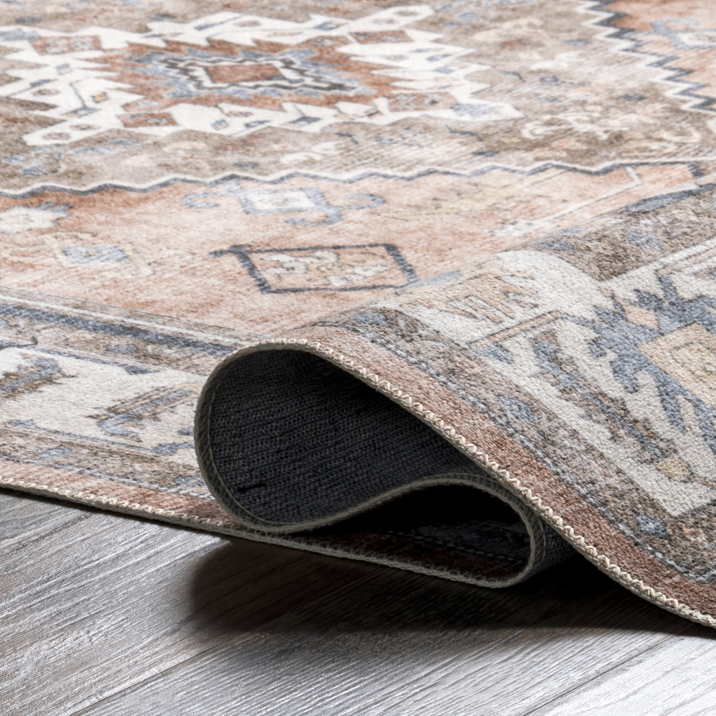 Charis Medallion Washable Rug | Taupe - Image 8