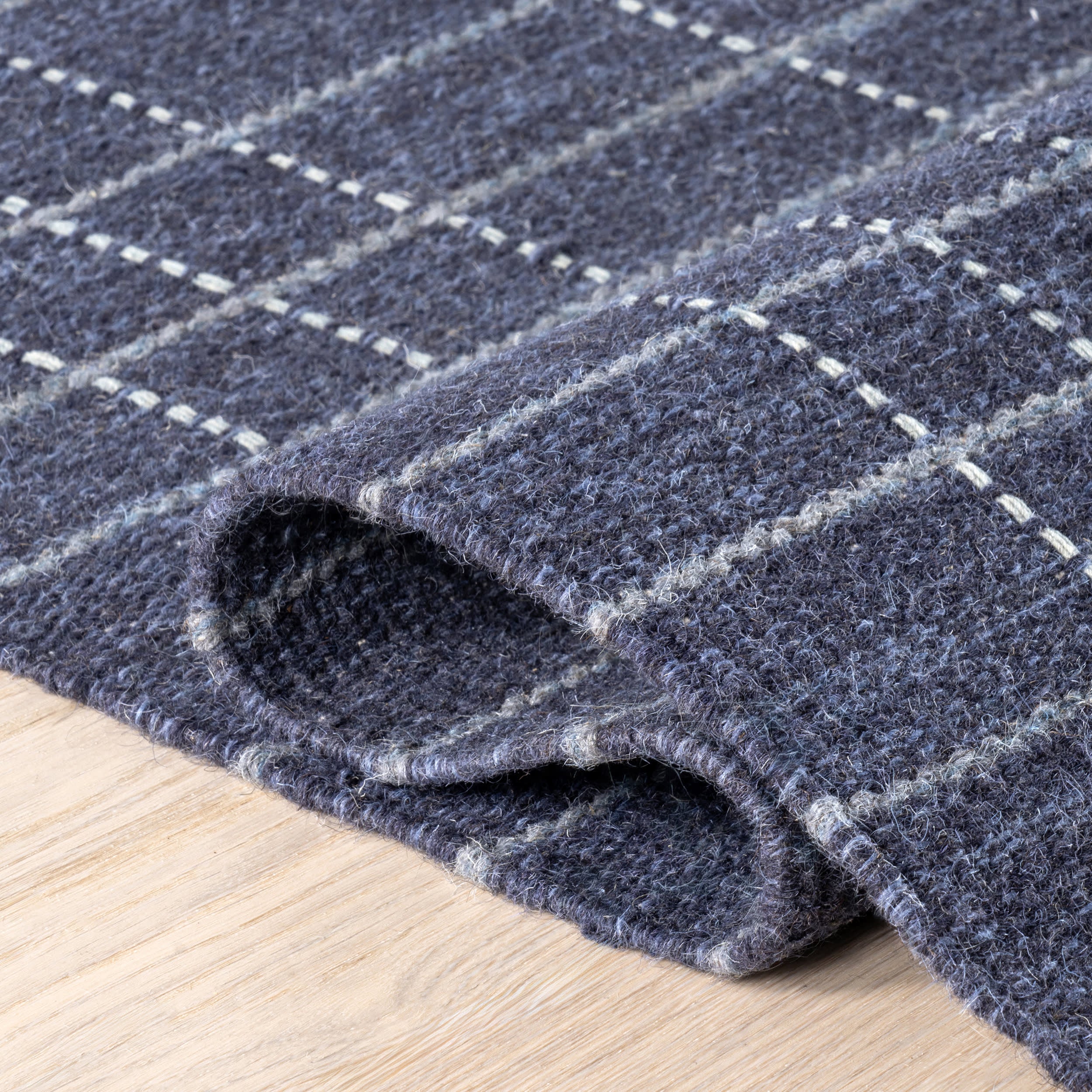 Charlie Plaid Wool Rug | Blue - Image 8